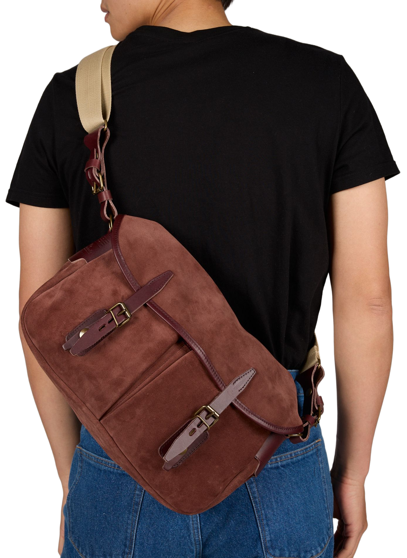 Borsa a tracolla del pescatore S in pelle BLEU DE CHAUFFE Viola