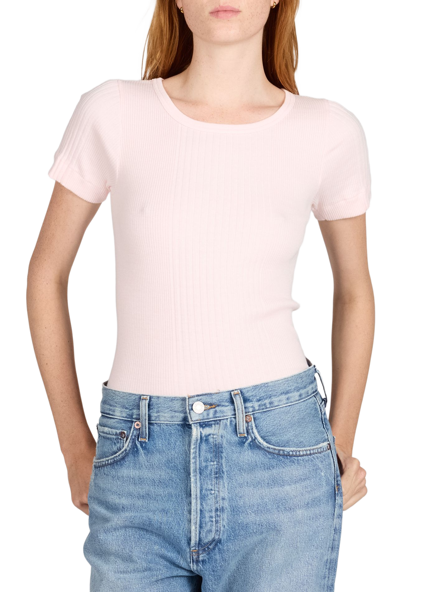 T-Shirt Rani aus gerippter Baumwolle PURE SUGAR Rosa