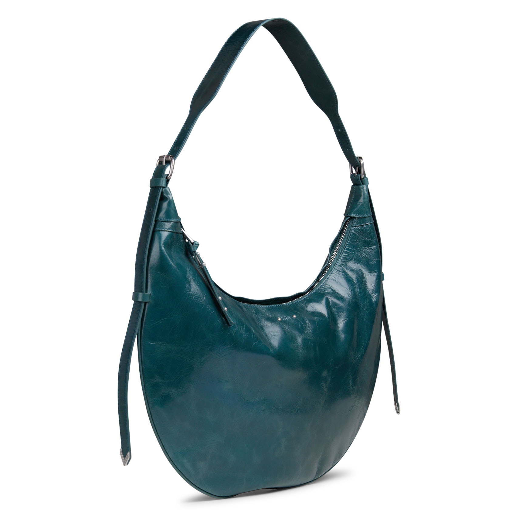 Sac demi-lune zippé en cuir glacé allane m IKKS Vert