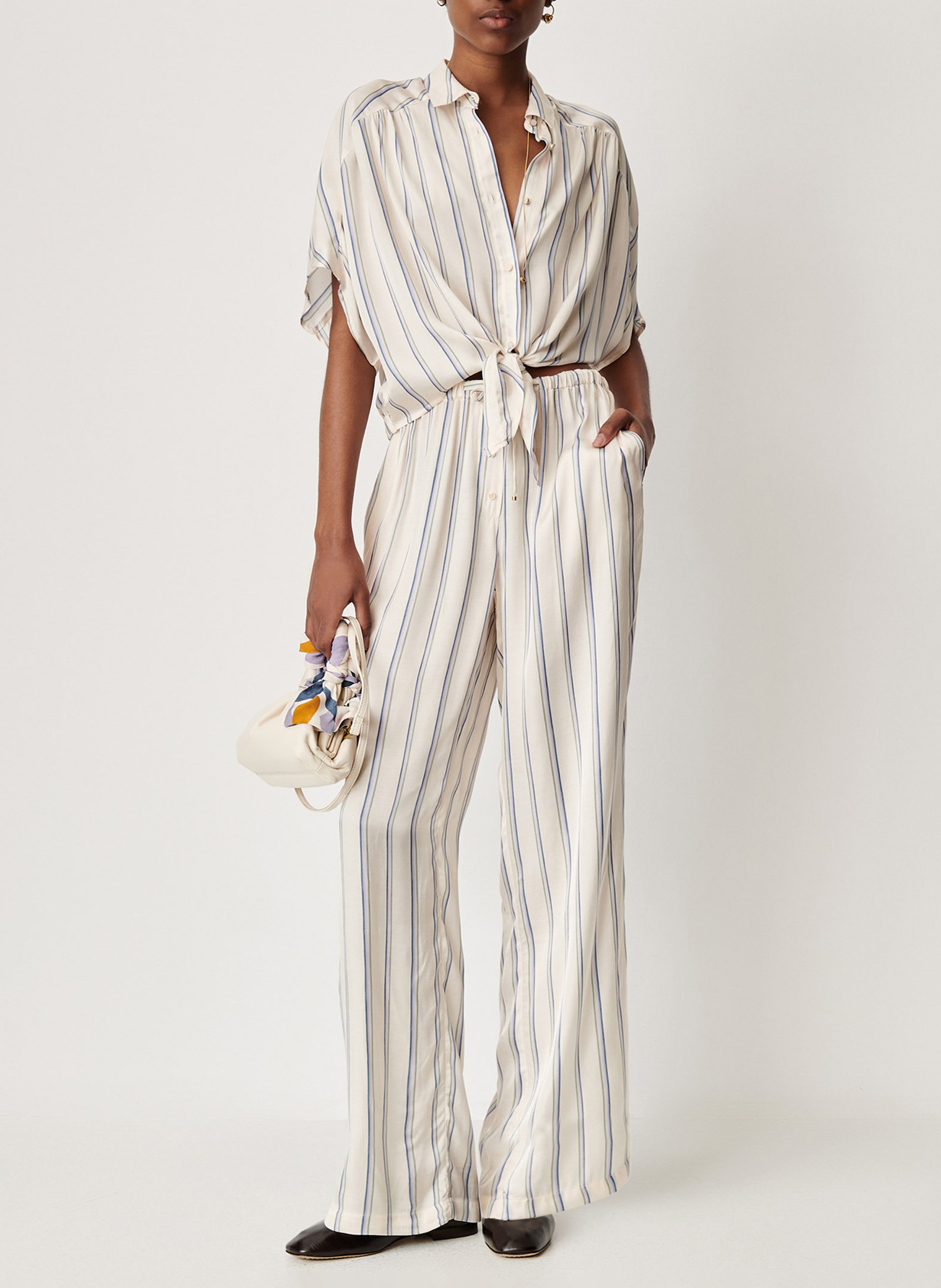Pantalon large à rayures piuma SESSUN Blanc