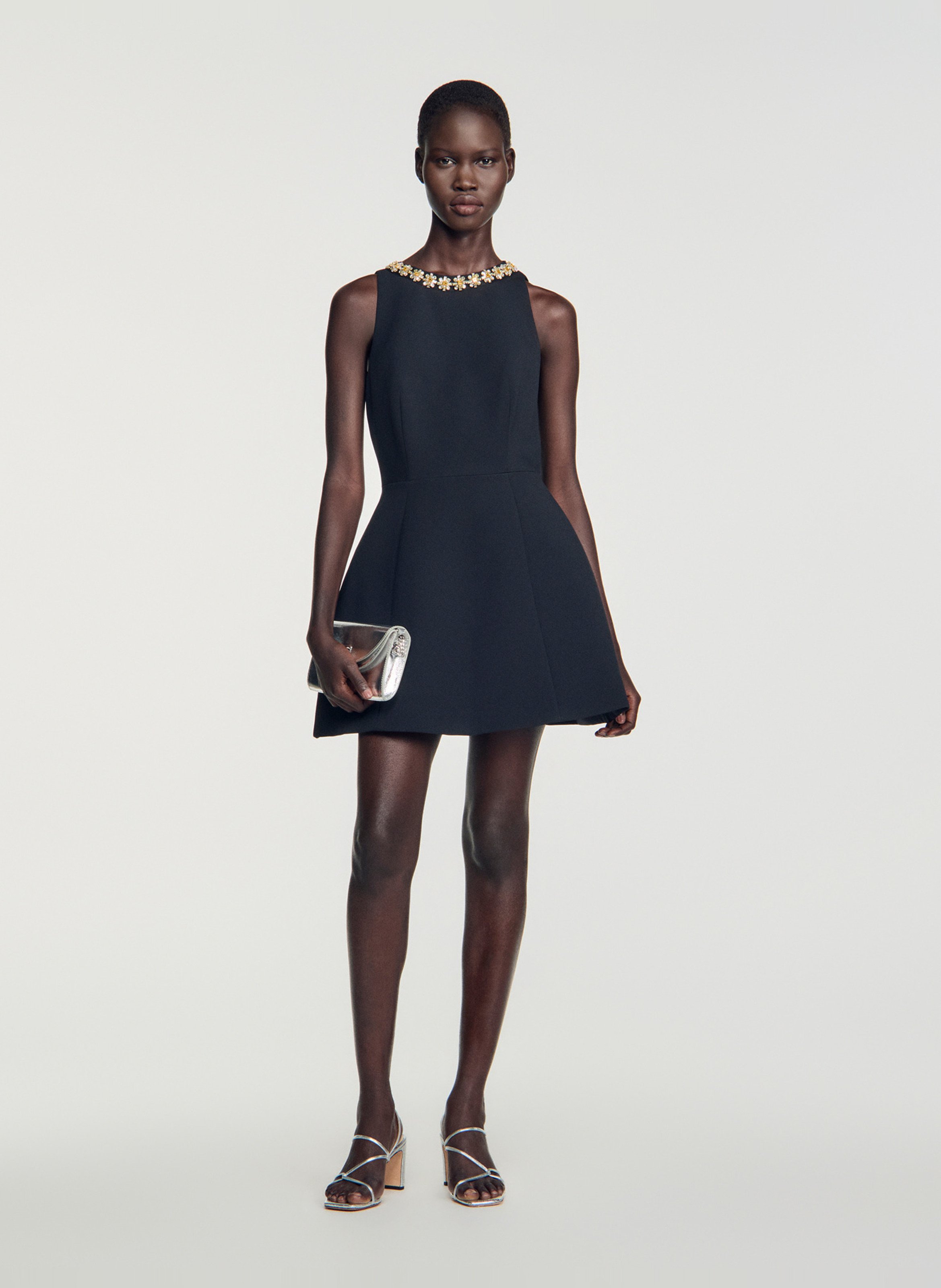 Robe courte à col strass SANDRO Noir