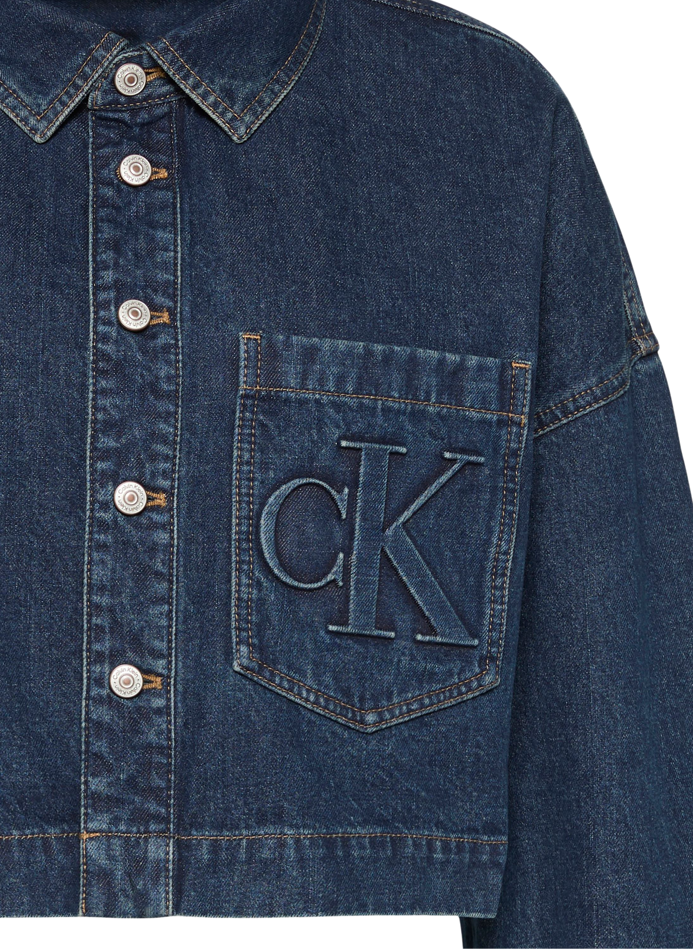 Kurzes Hemd aus Baumwolle. CALVIN KLEIN Blau