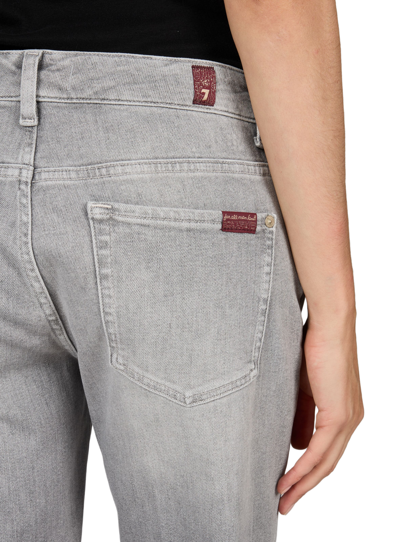 Cropped washed denim jeans in blended cotton. 7 FOR ALL MANKIND Grey
