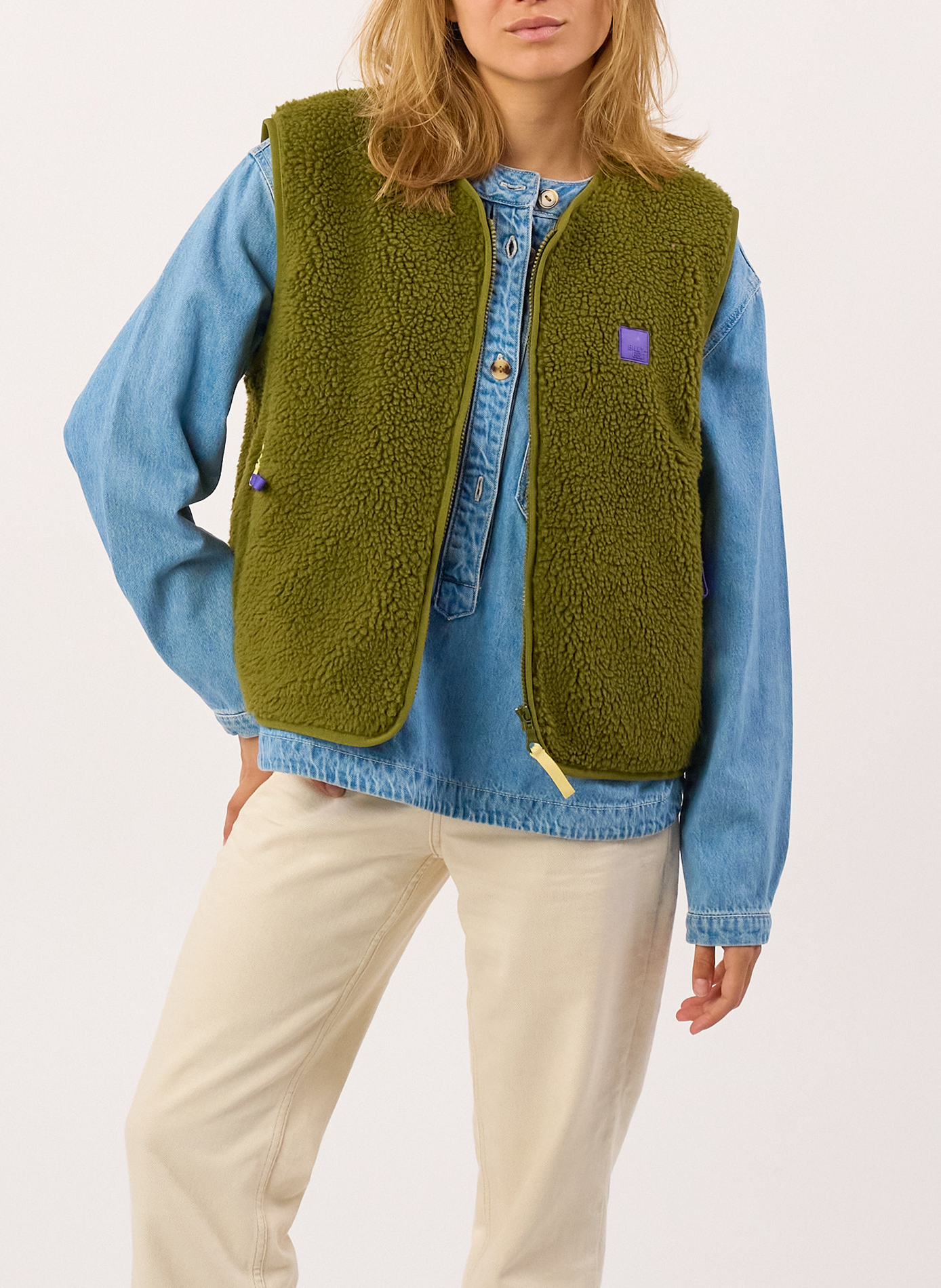 Veste sherpa zippée sans manches BILLYBELT Vert