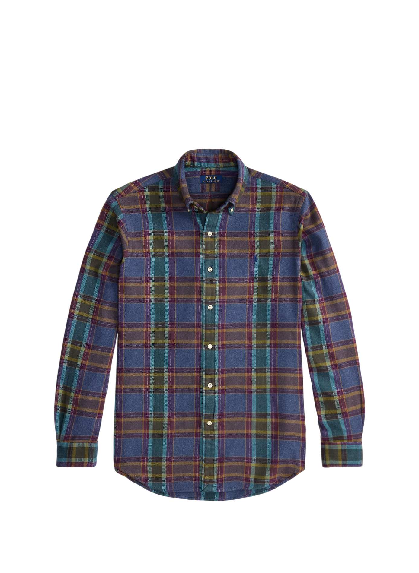 Chemise droite col classique à carreaux en coton POLO RALPH LAUREN Bleu