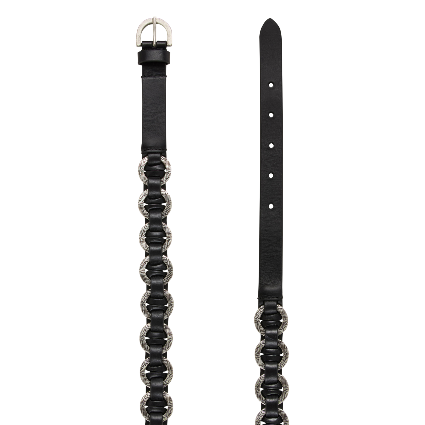 Ceinture à anneaux gravés en cuir berty BA&SH Noir