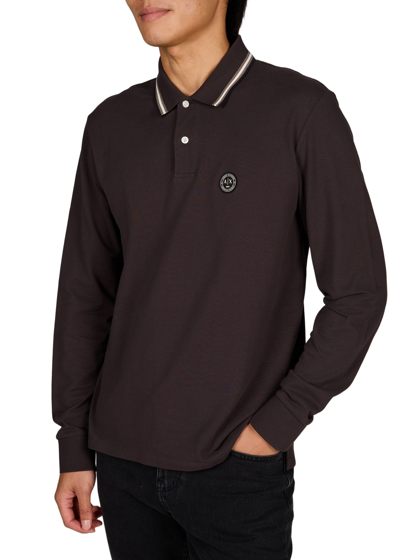Straight cotton polo shirt ARMANI EXCHANGE Brown