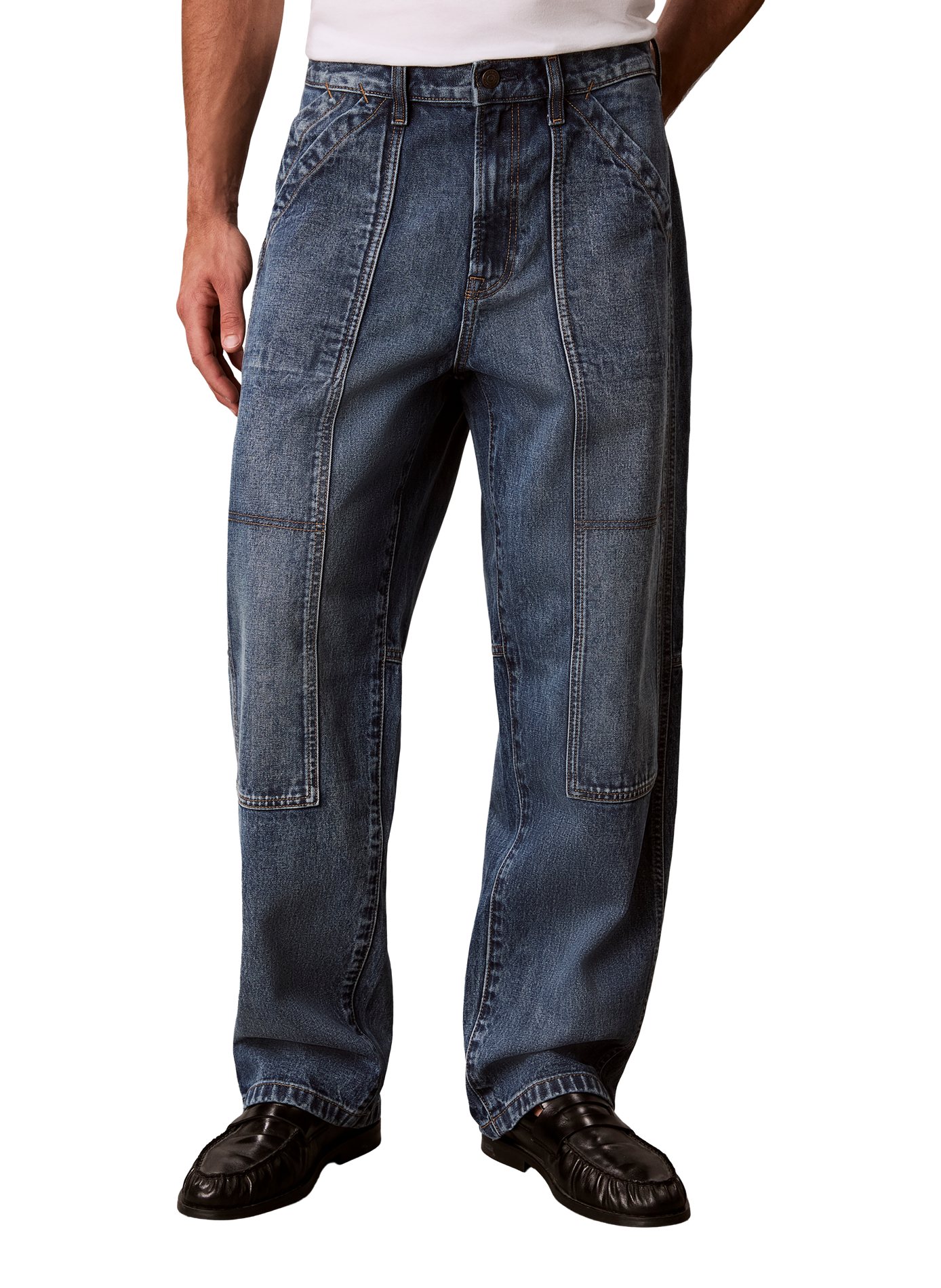 Jean large cargo en denim de coton CALVIN KLEIN Blau