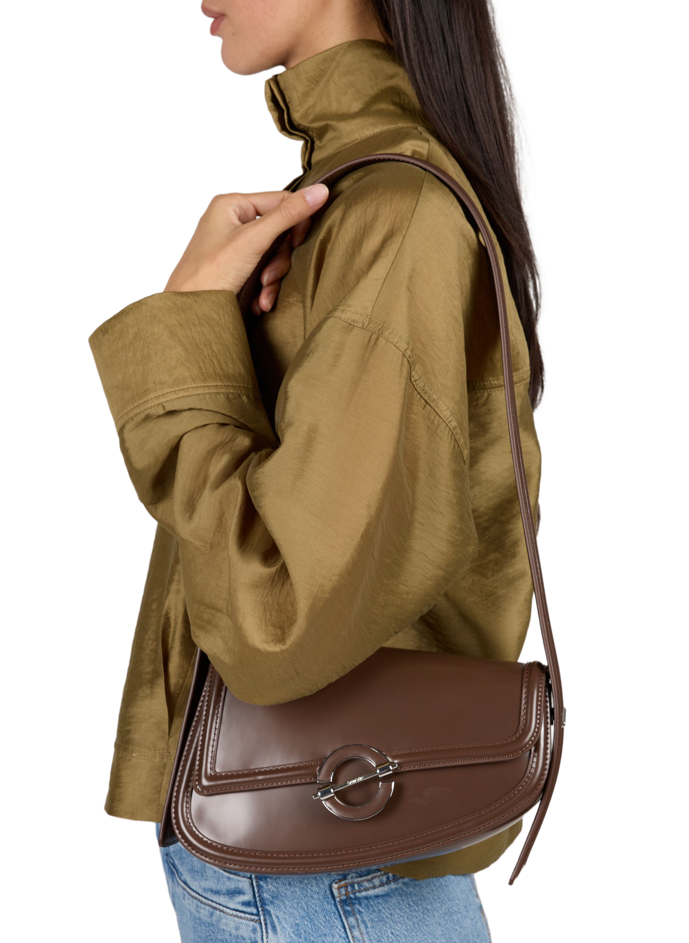 Leather shoulder bag SAMSOE SAMSOE Brown