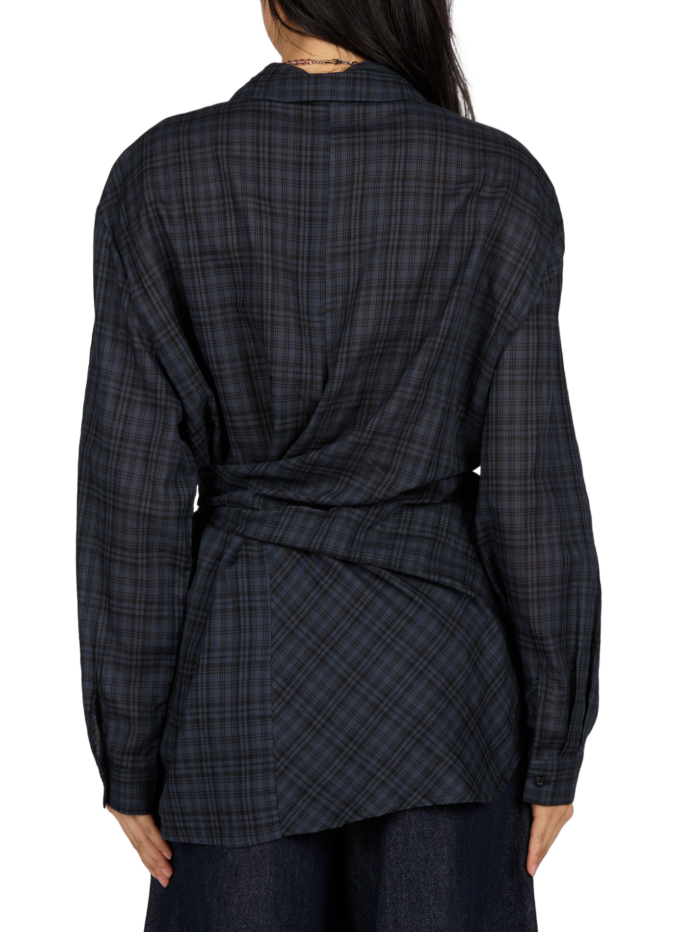 Ruffled cotton blend shirt OBJECT Blue