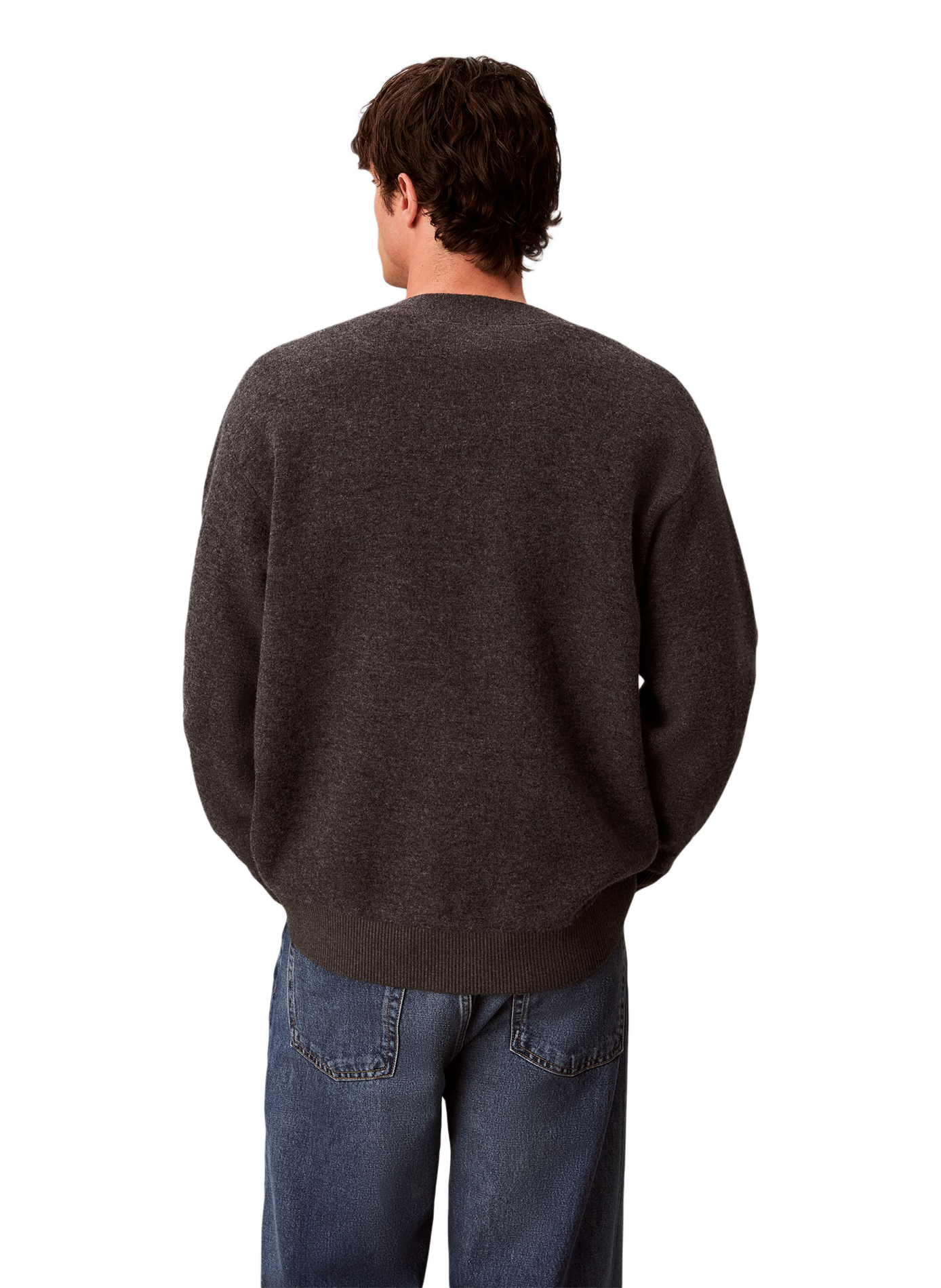 Straight-fit cardigan in a wool blend CALVIN KLEIN Grey