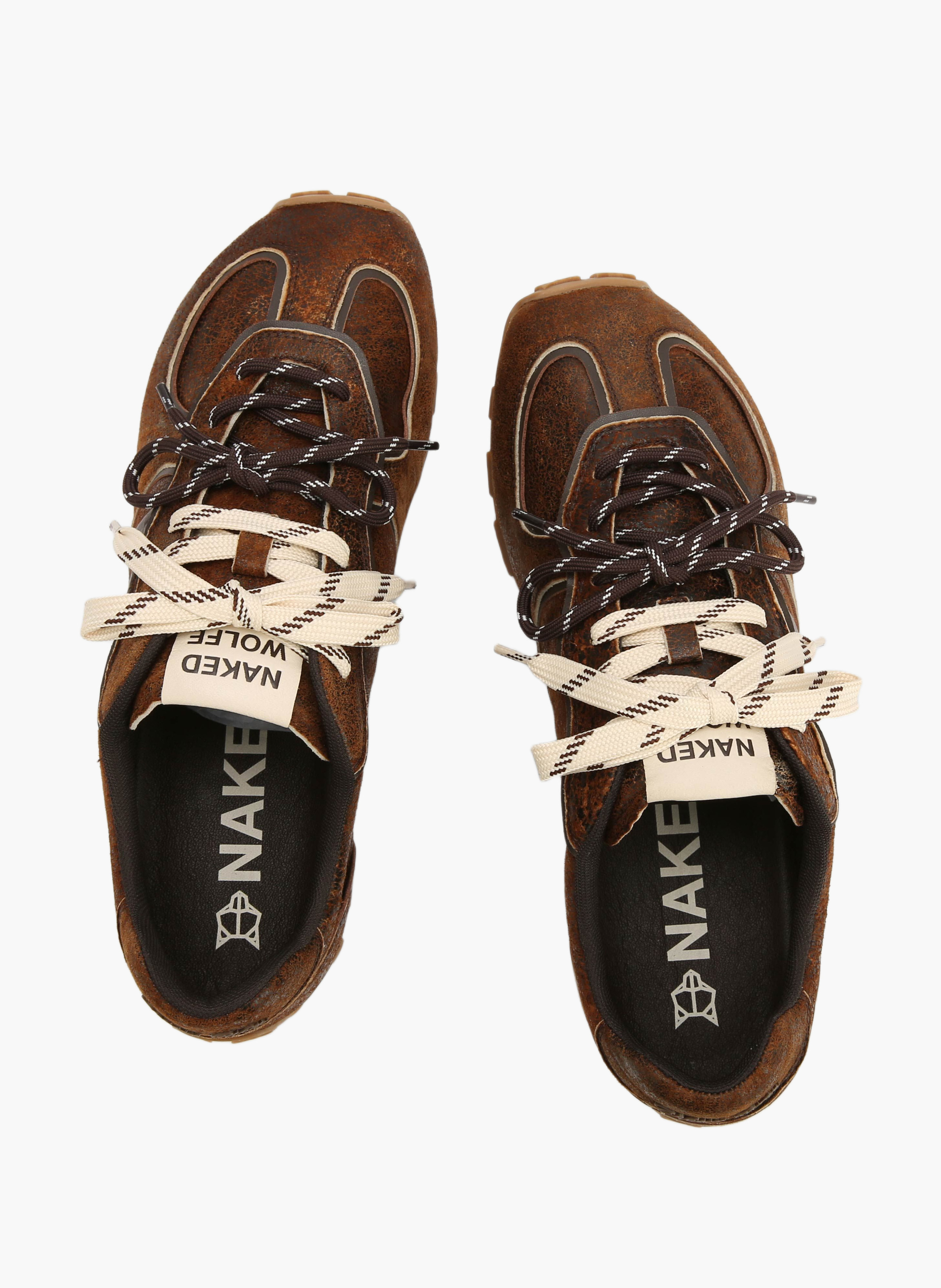 Baskets lightning en cuir vieilli NAKED WOLFE Marron