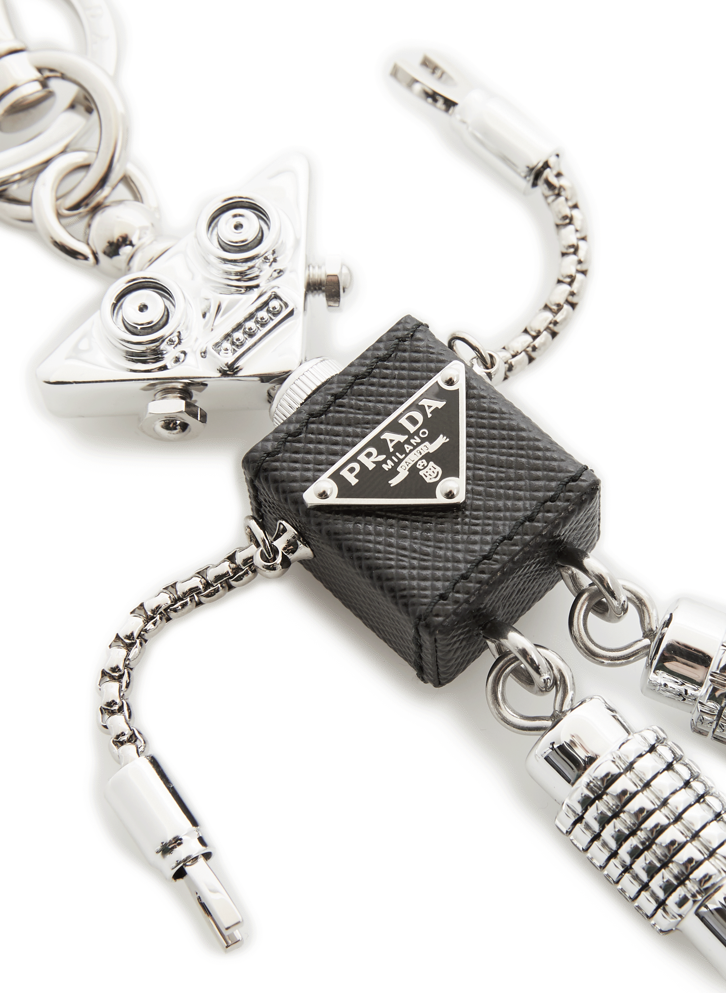 Porte-clé robot en cuir et métal