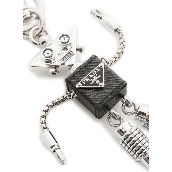 Porte-clé robot en cuir et métal