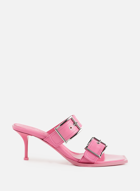 حذاء مفتوح من الجلد باللون الوردي ألكسندر ماكوين 