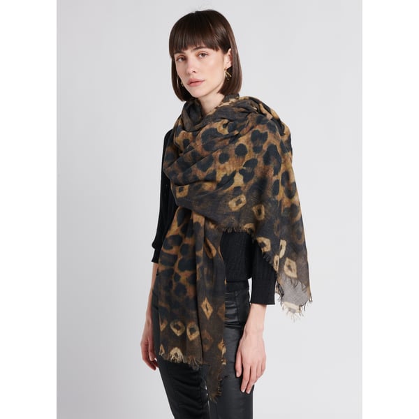 Foulard imprimé léopard en laine