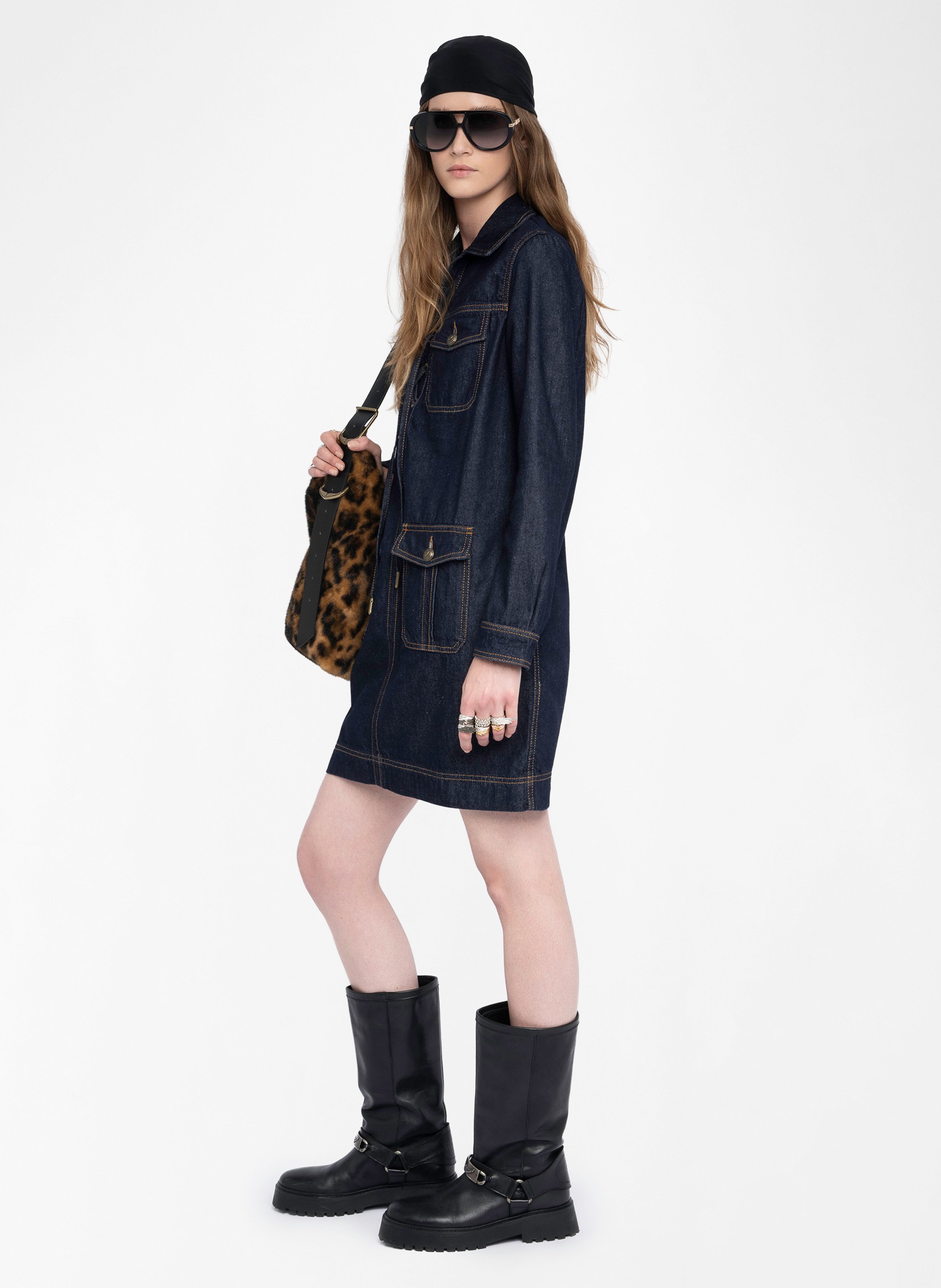Robe droite en coton remacha ZADIG&VOLTAIRE Bleu