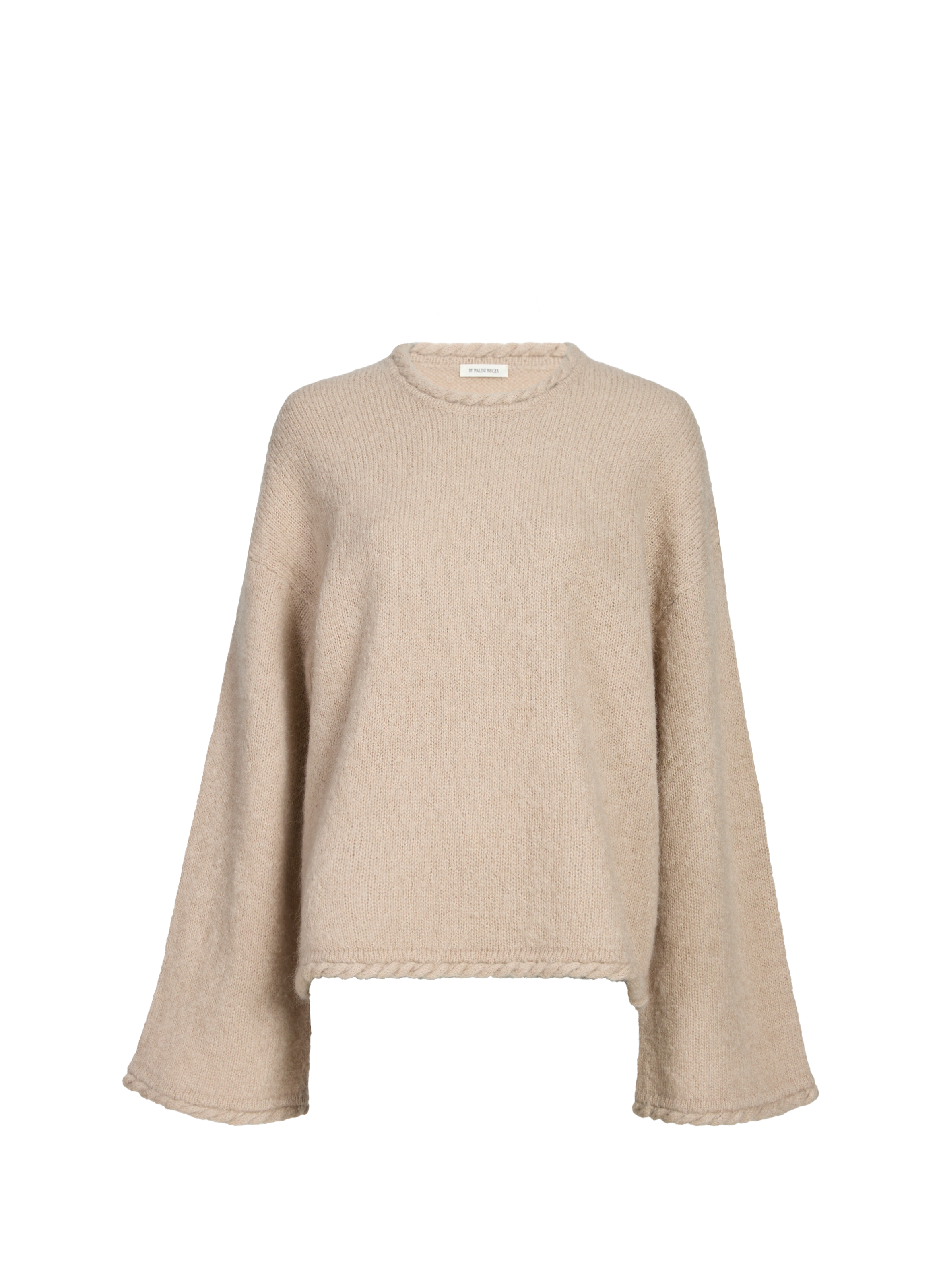 BY MALENE BIRGER Pull Cierra droit à bords roulottés en laine et mohair mélangés Beige