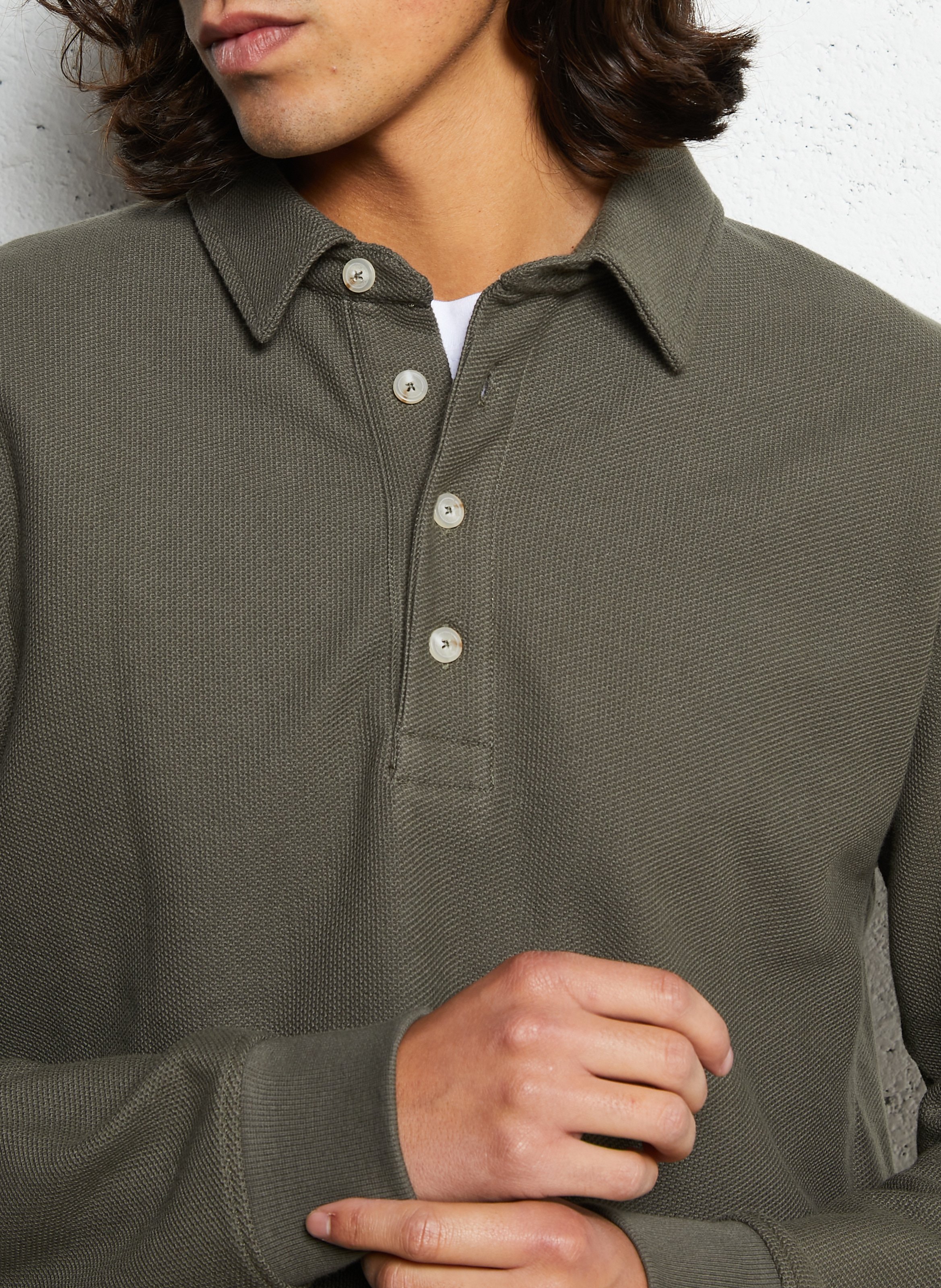 Polo droit en coton heritage Kaki