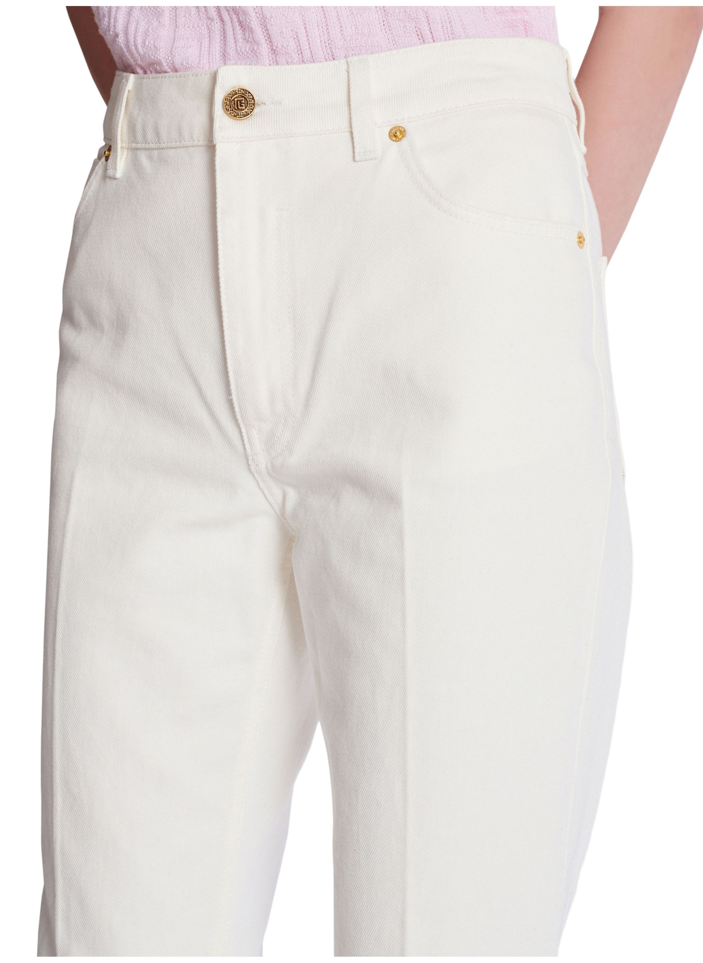 Pantalon droit en denim Blanc