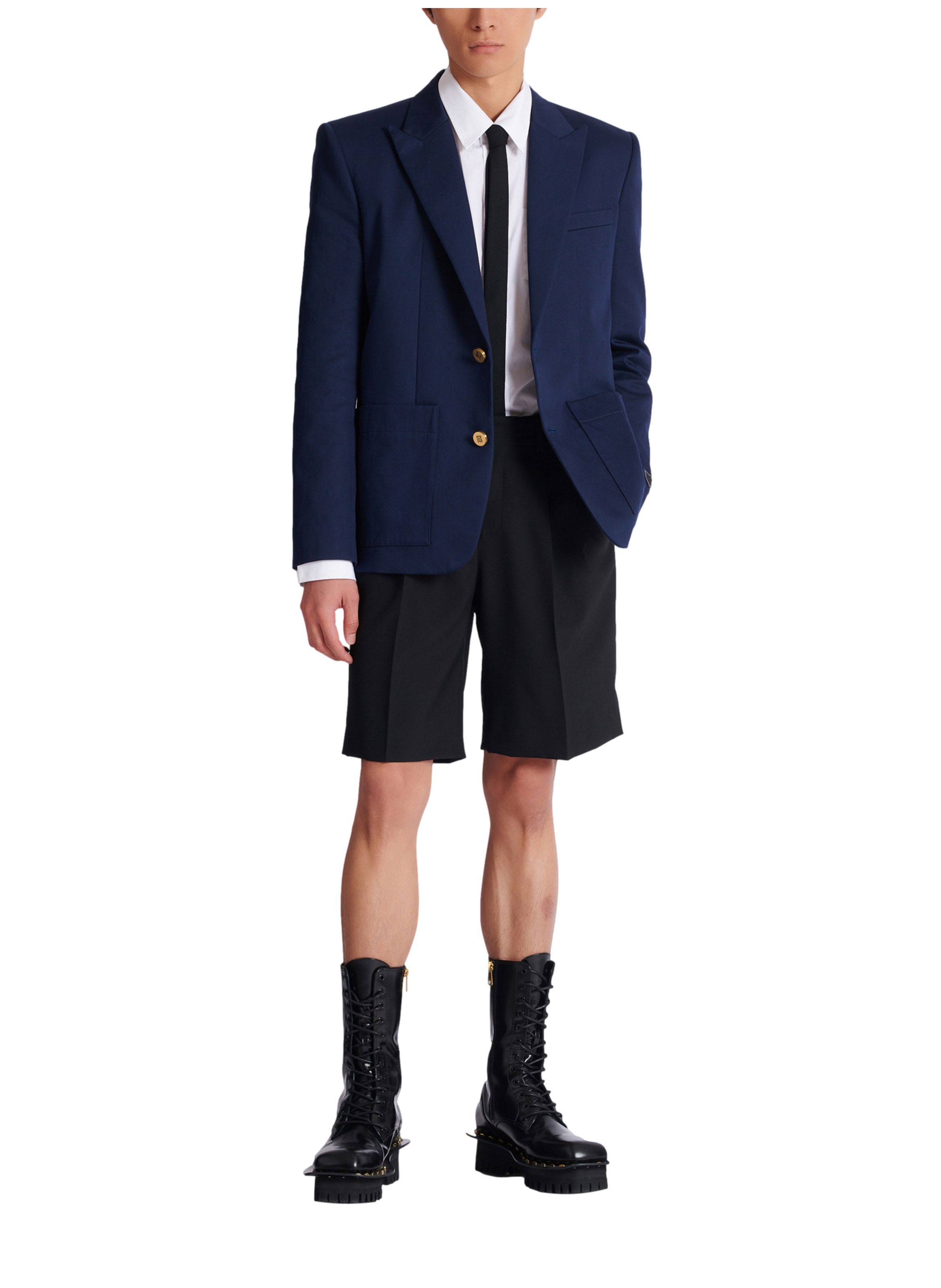 Veste 2 boutons en twill de coton BALMAIN Bleu