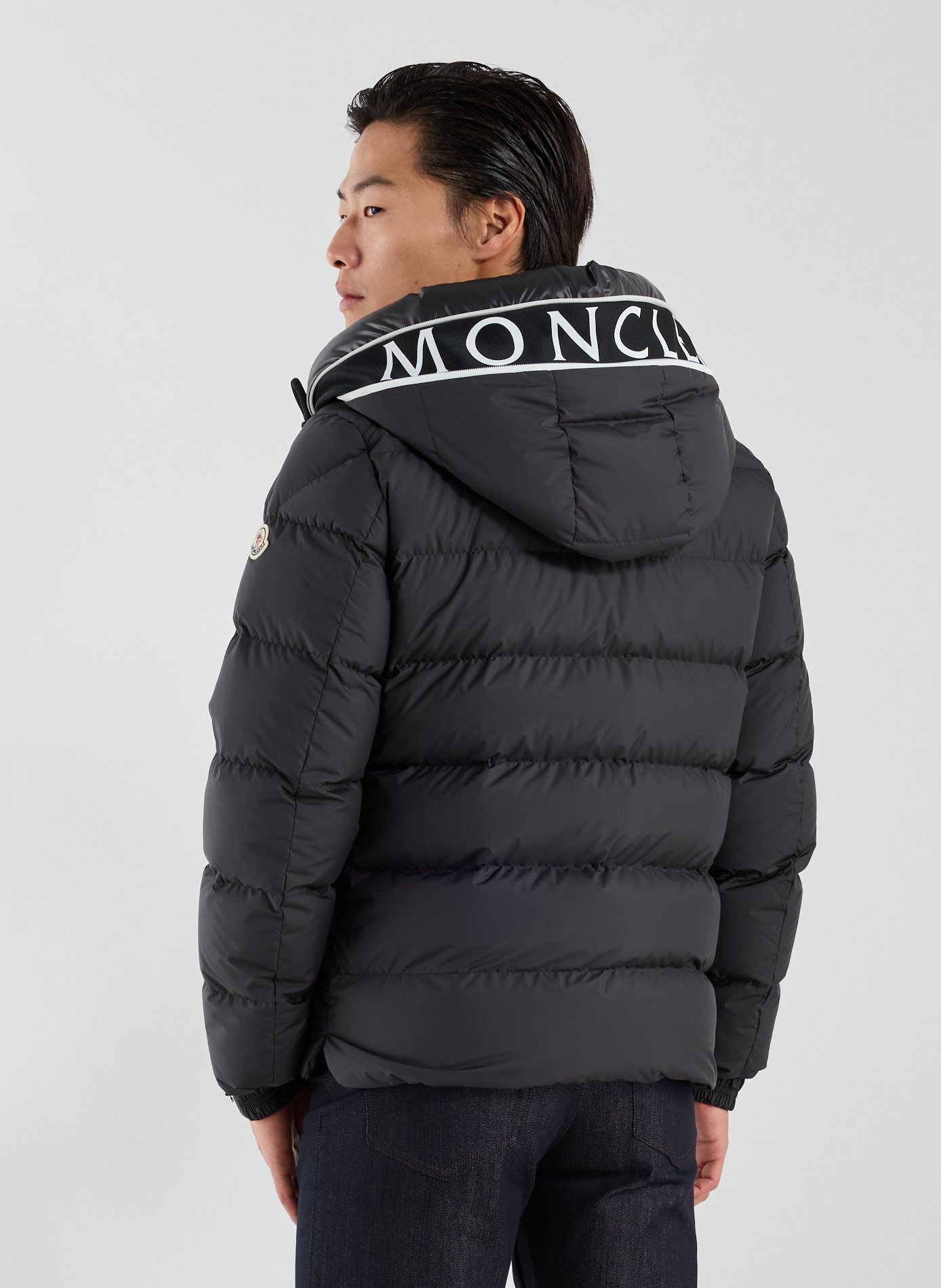 Down jacket with logo MONCLER Black