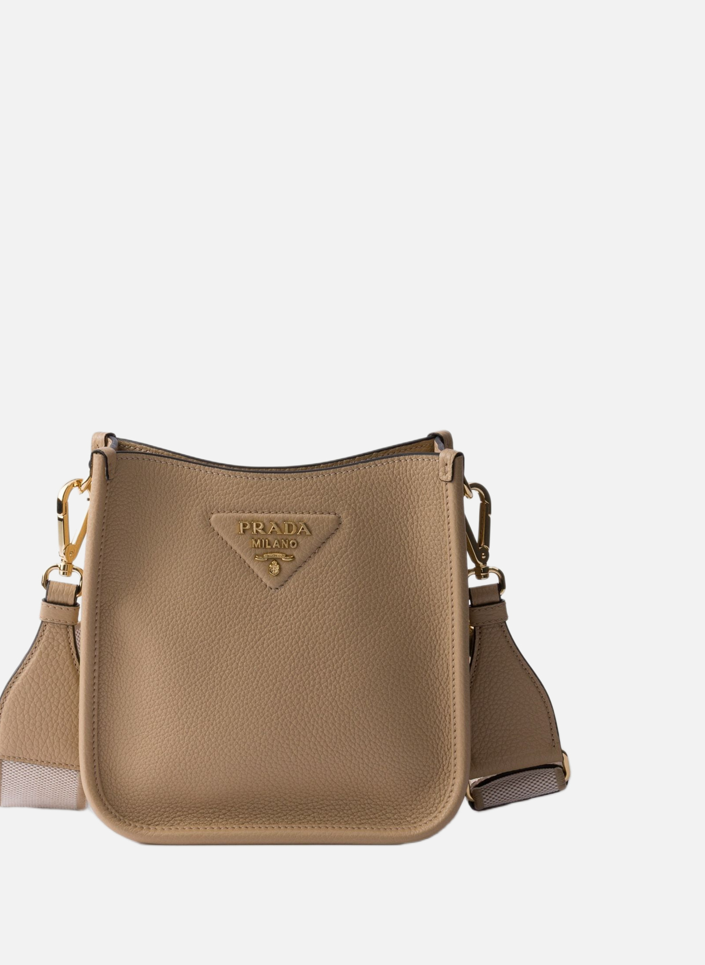 Mini sac porté épaule en cuir PRADA Beige