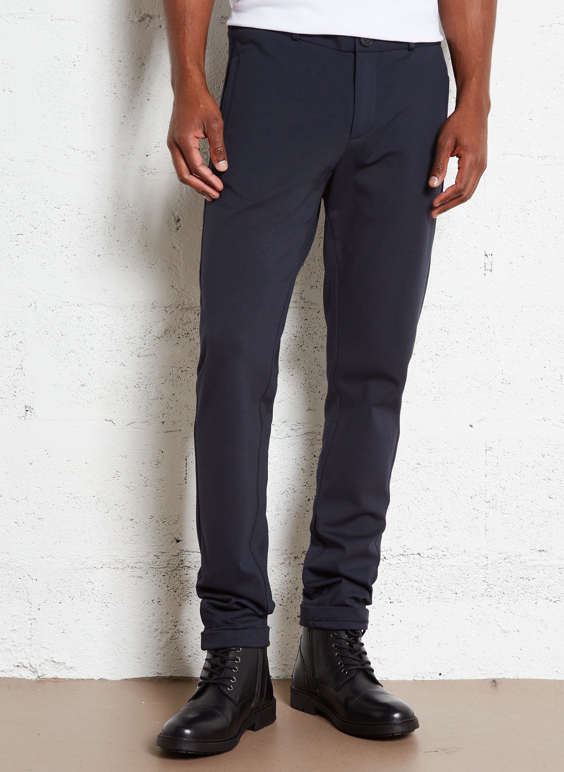 Pantalon slim en coton IKKS Bleu