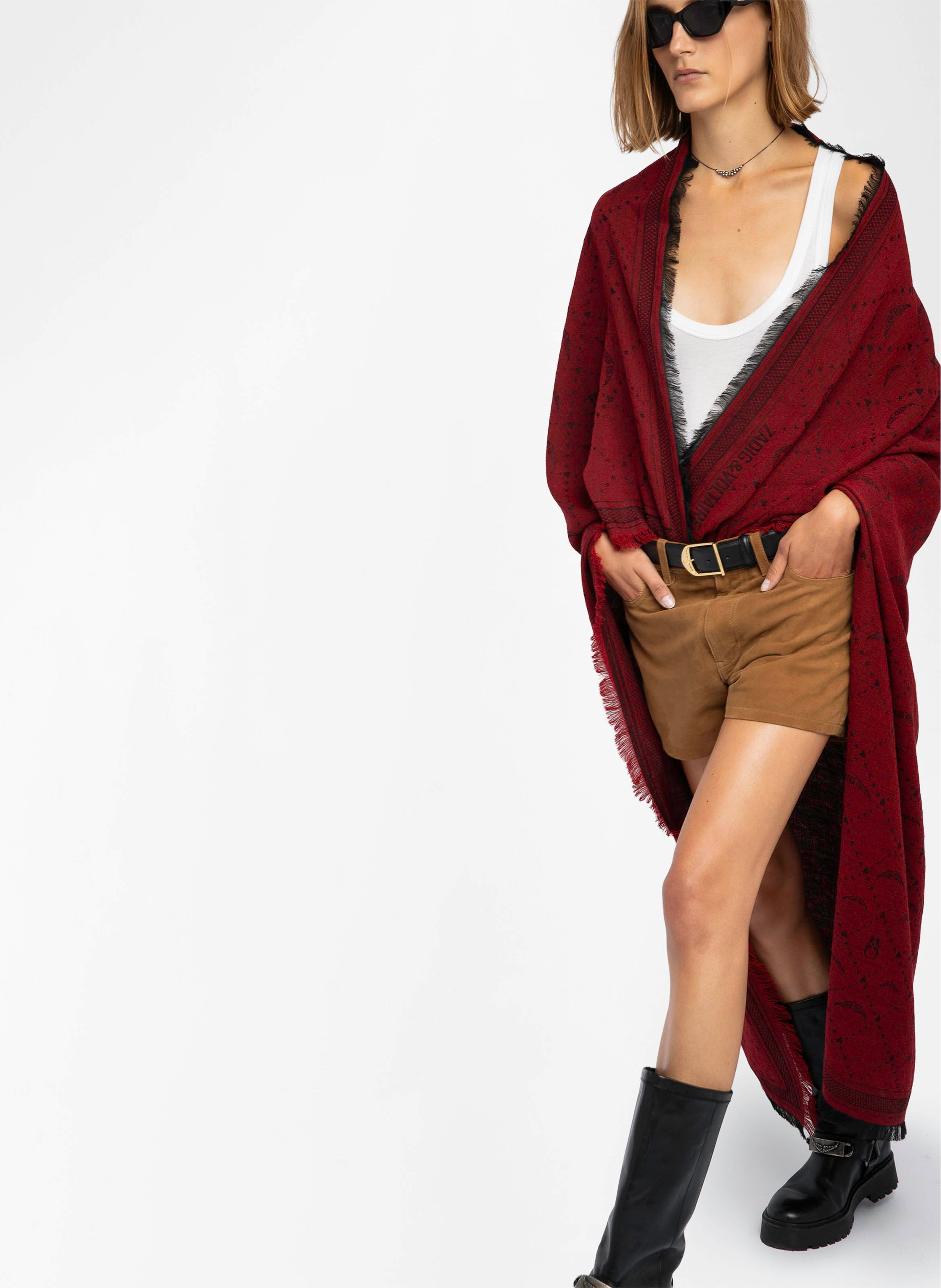 Foulard jacquard monogramme glenn ZADIG&VOLTAIRE Rouge