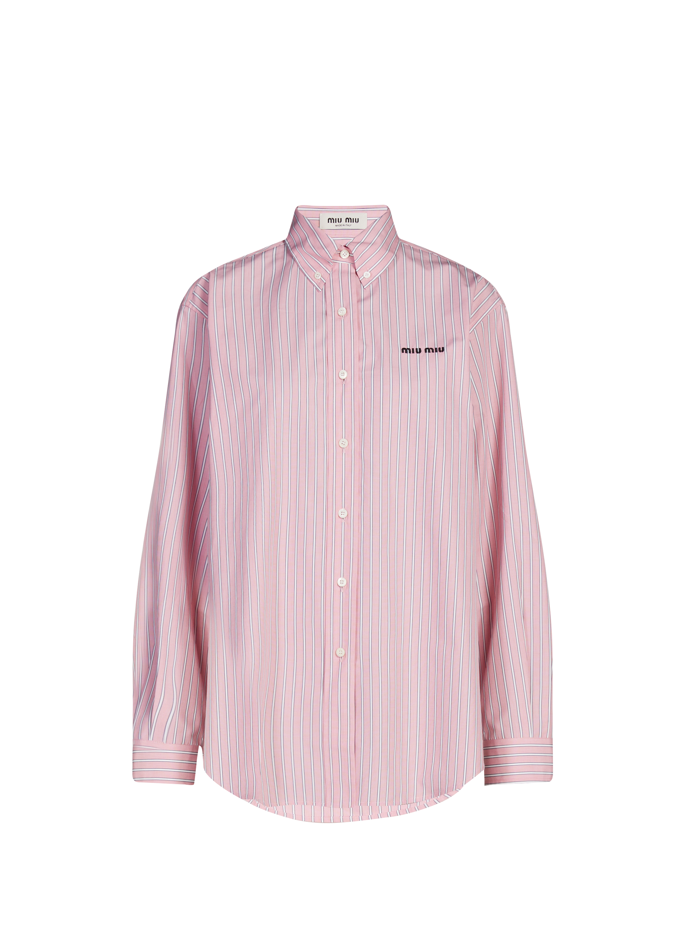 Striped cotton American collar shirt MIU MIU Pink