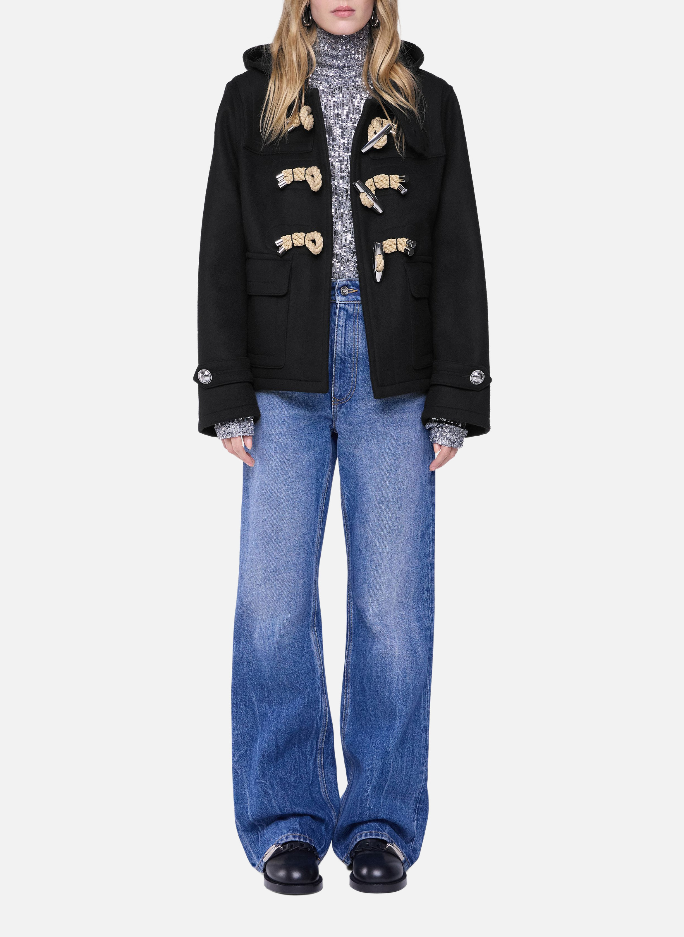 Manteau court en laine RABANNE Noir