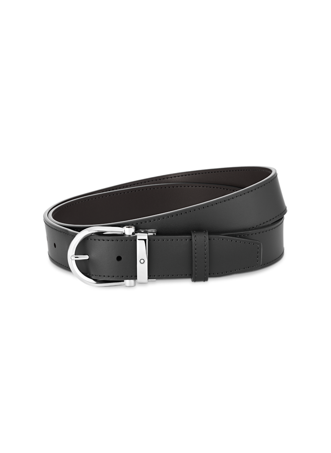 Leather belt with steel buckle MONTBLANC Black