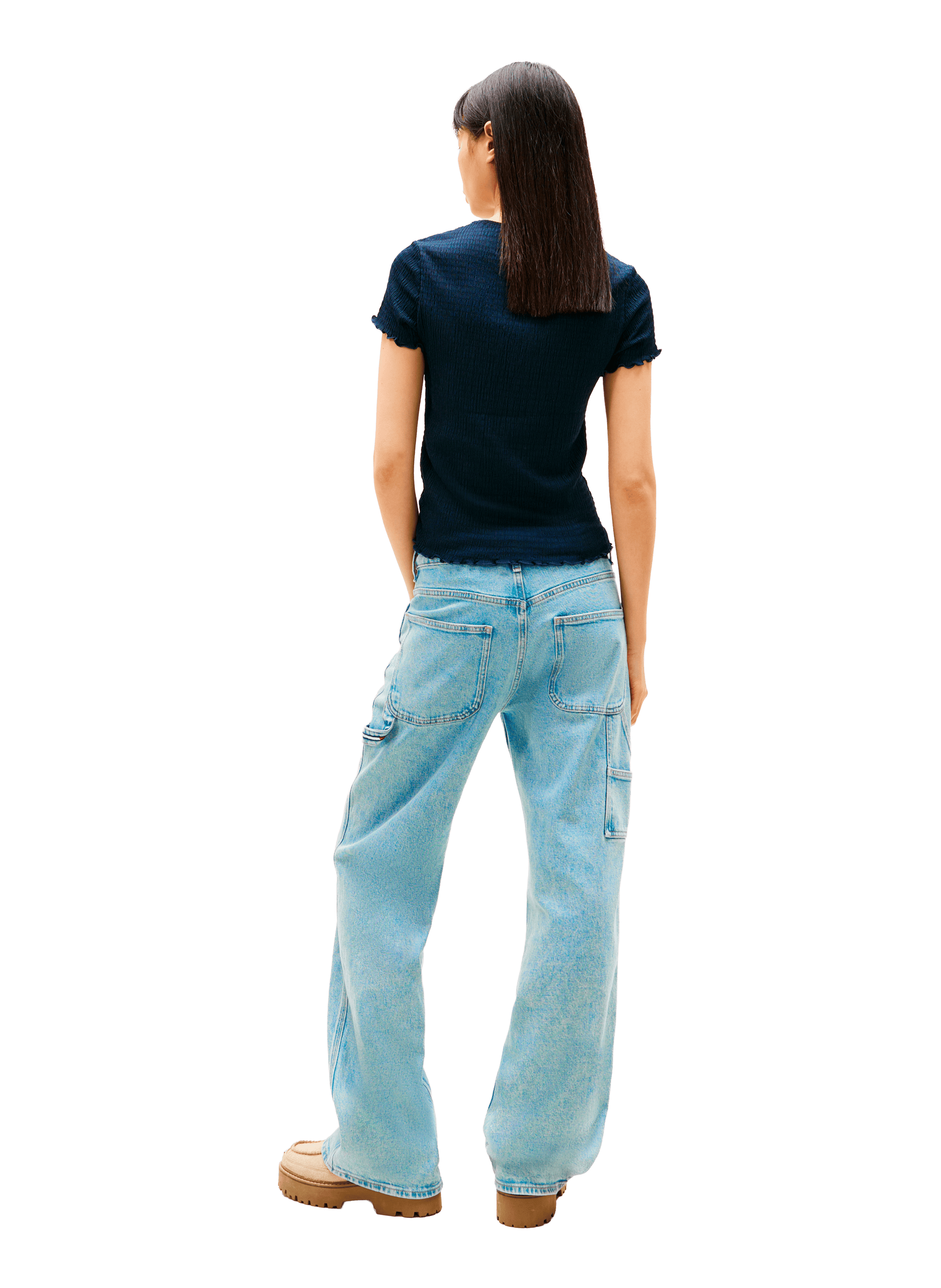 Ribbed logo T-shirt TOMMY HILFIGER Blue