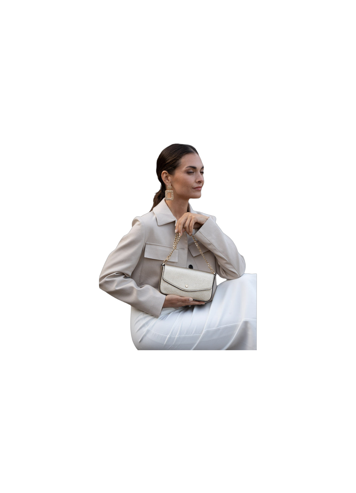 Club | sac pochette marron POURCHET Doré