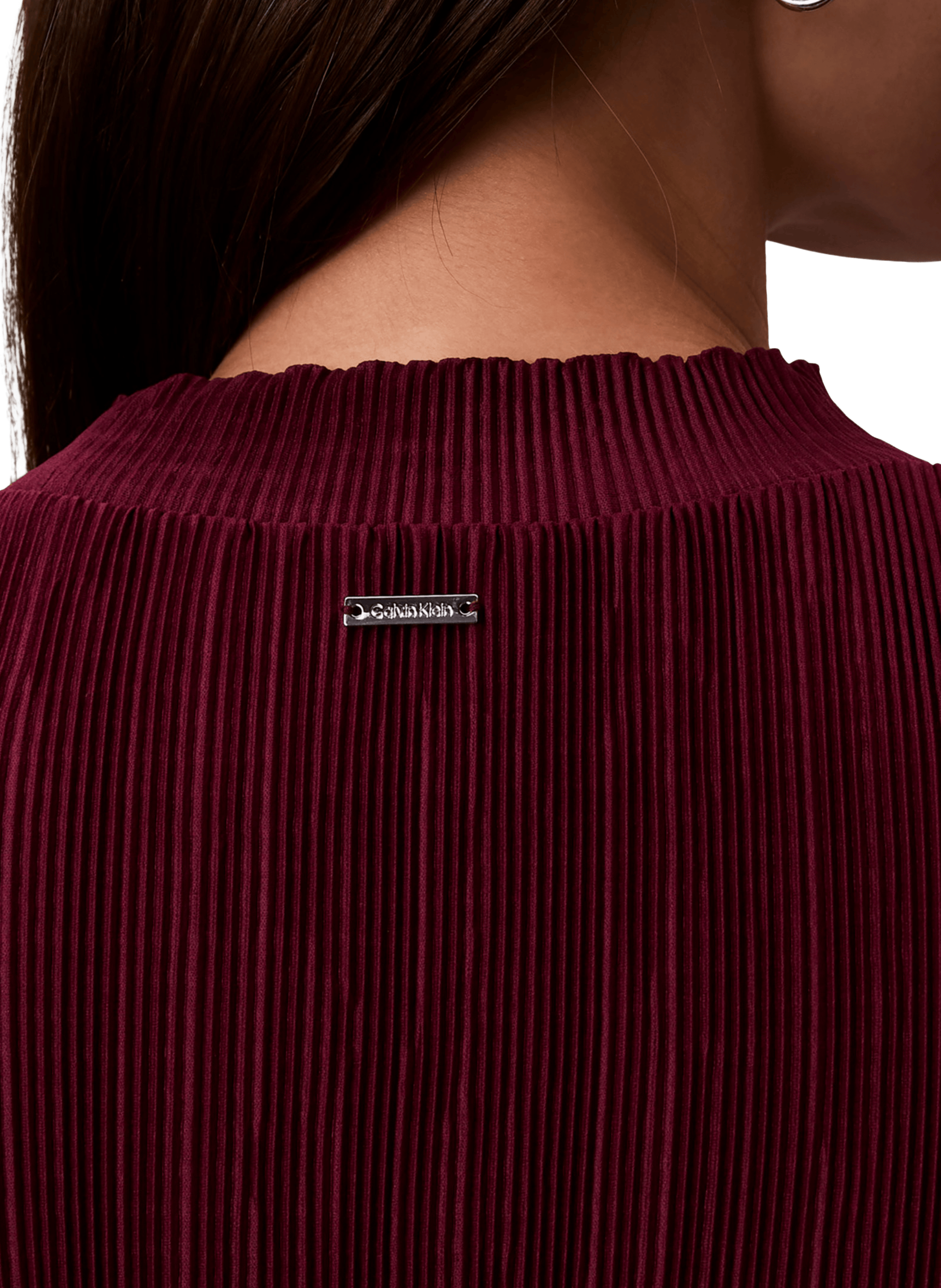 Robe midi manches courtes plissée  CALVIN KLEIN Rose