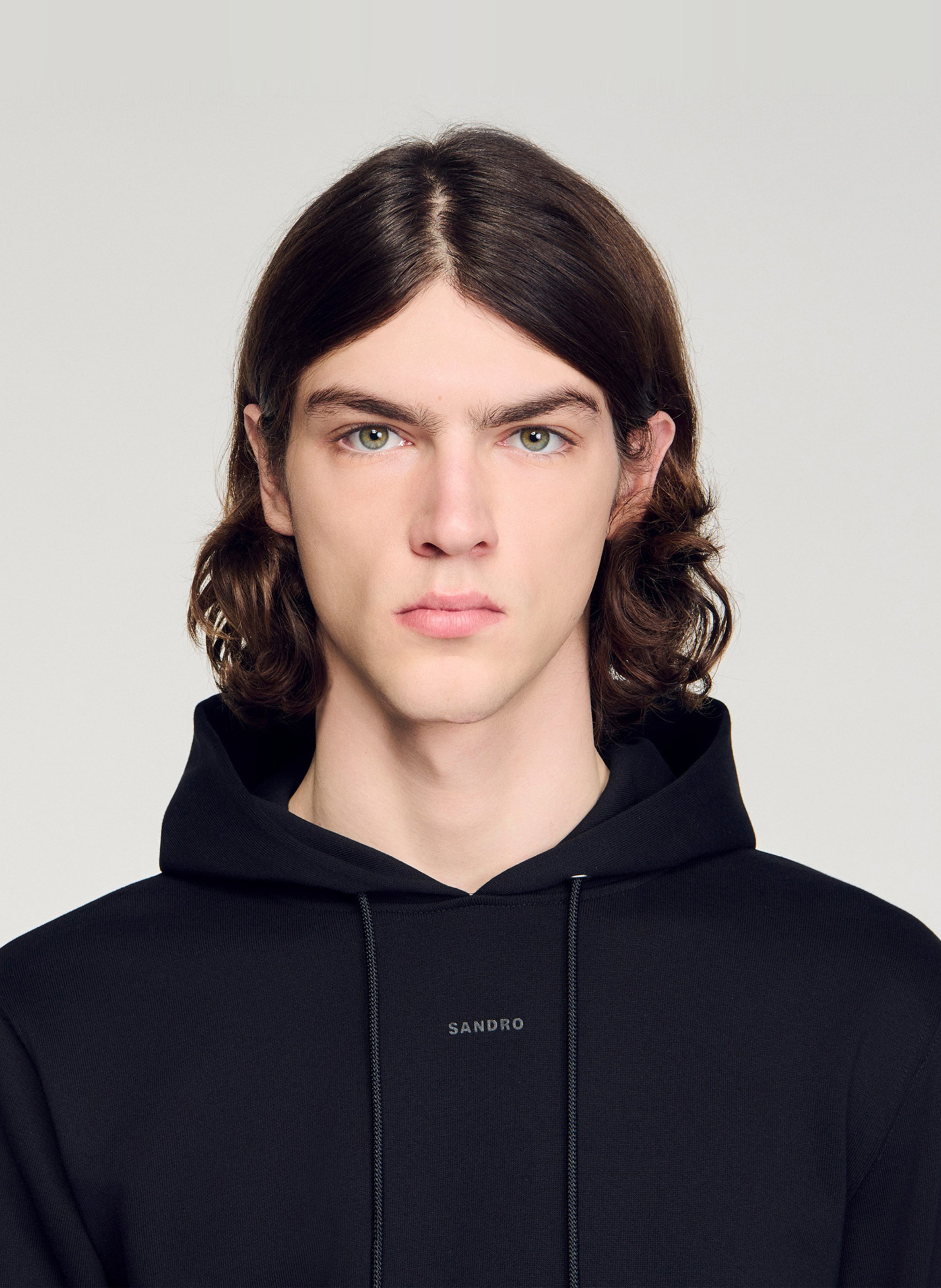 Sweat à capuche en coton SANDRO Noir