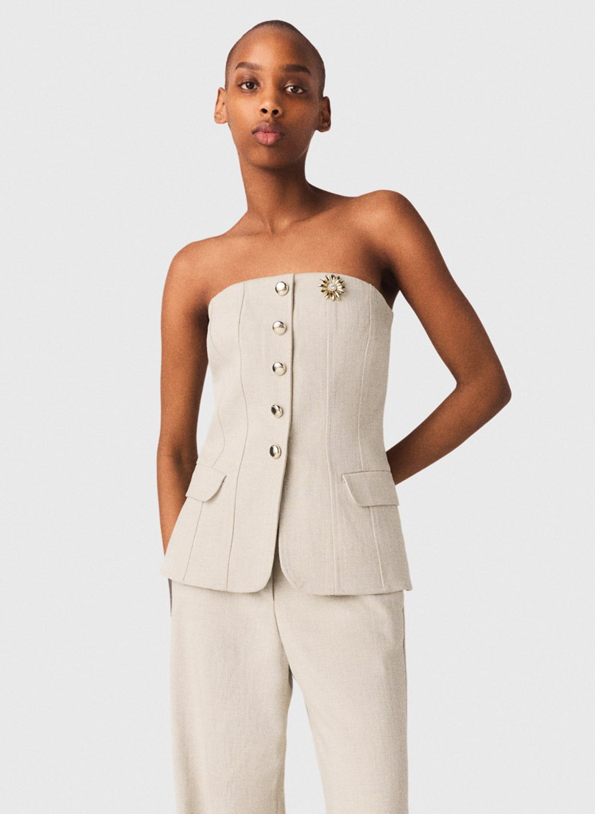 Top bustier ajusté MAJE Beige