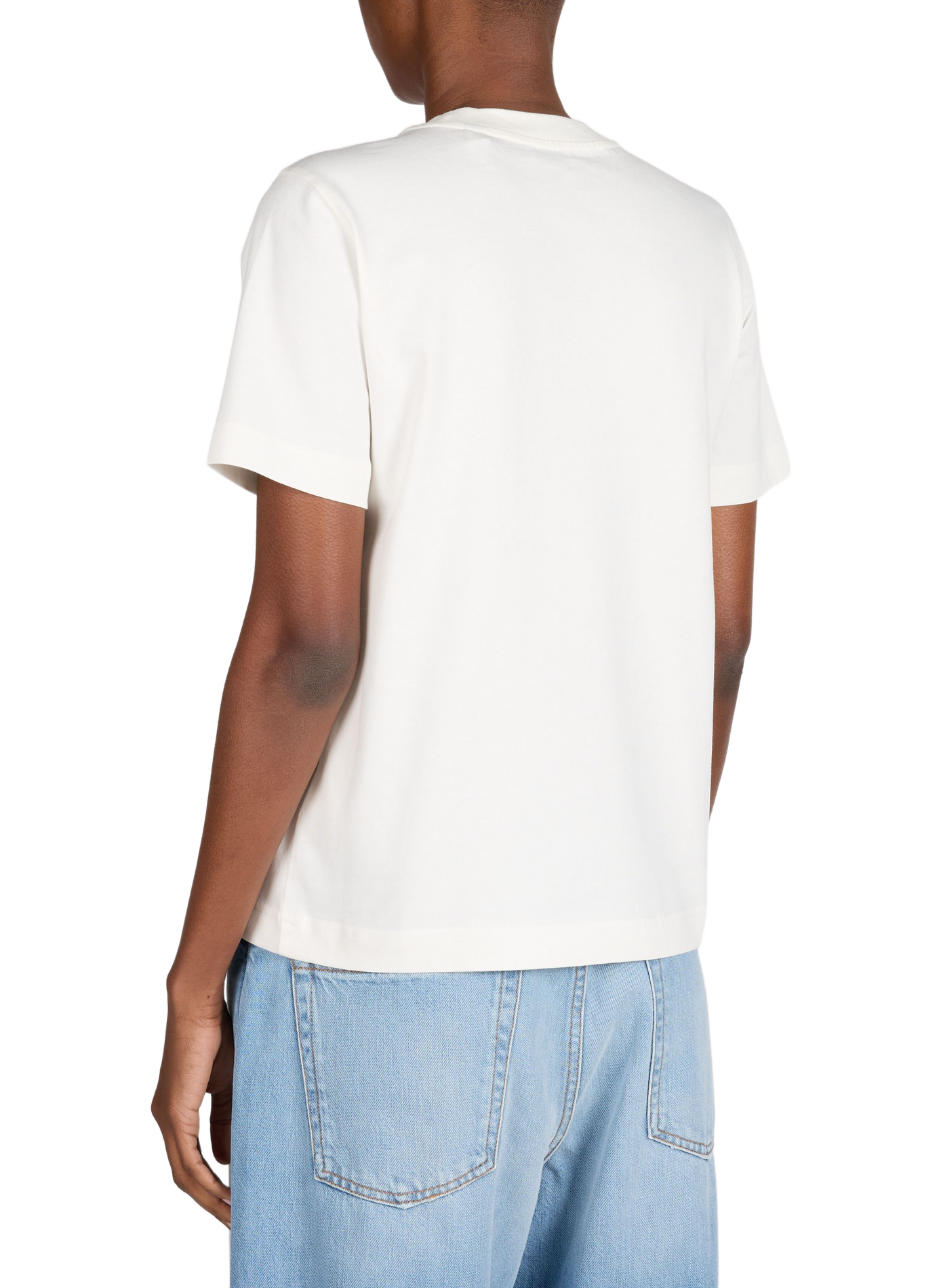 T-shirt broderie logo à col rond en coton BURBERRY Beige