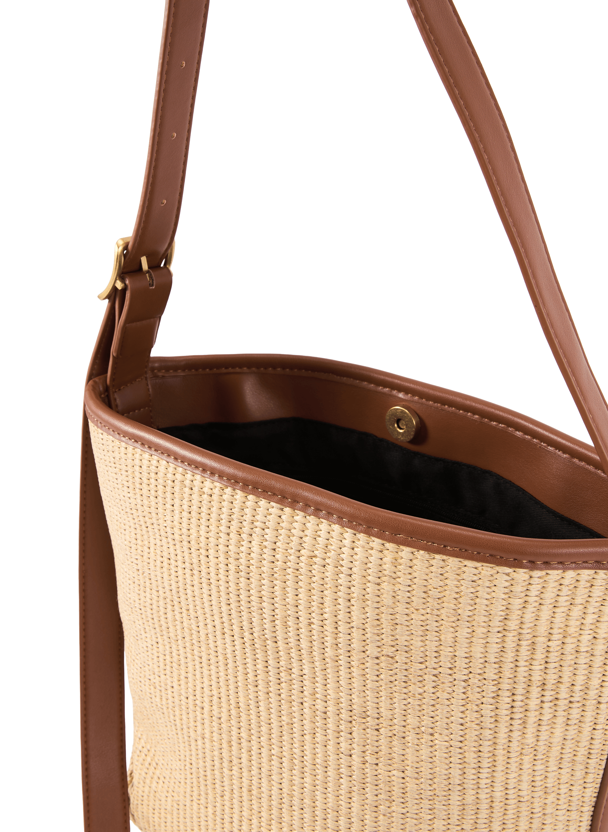Large bucket bag in two-tone raffia AU PRINTEMPS PARIS Beige