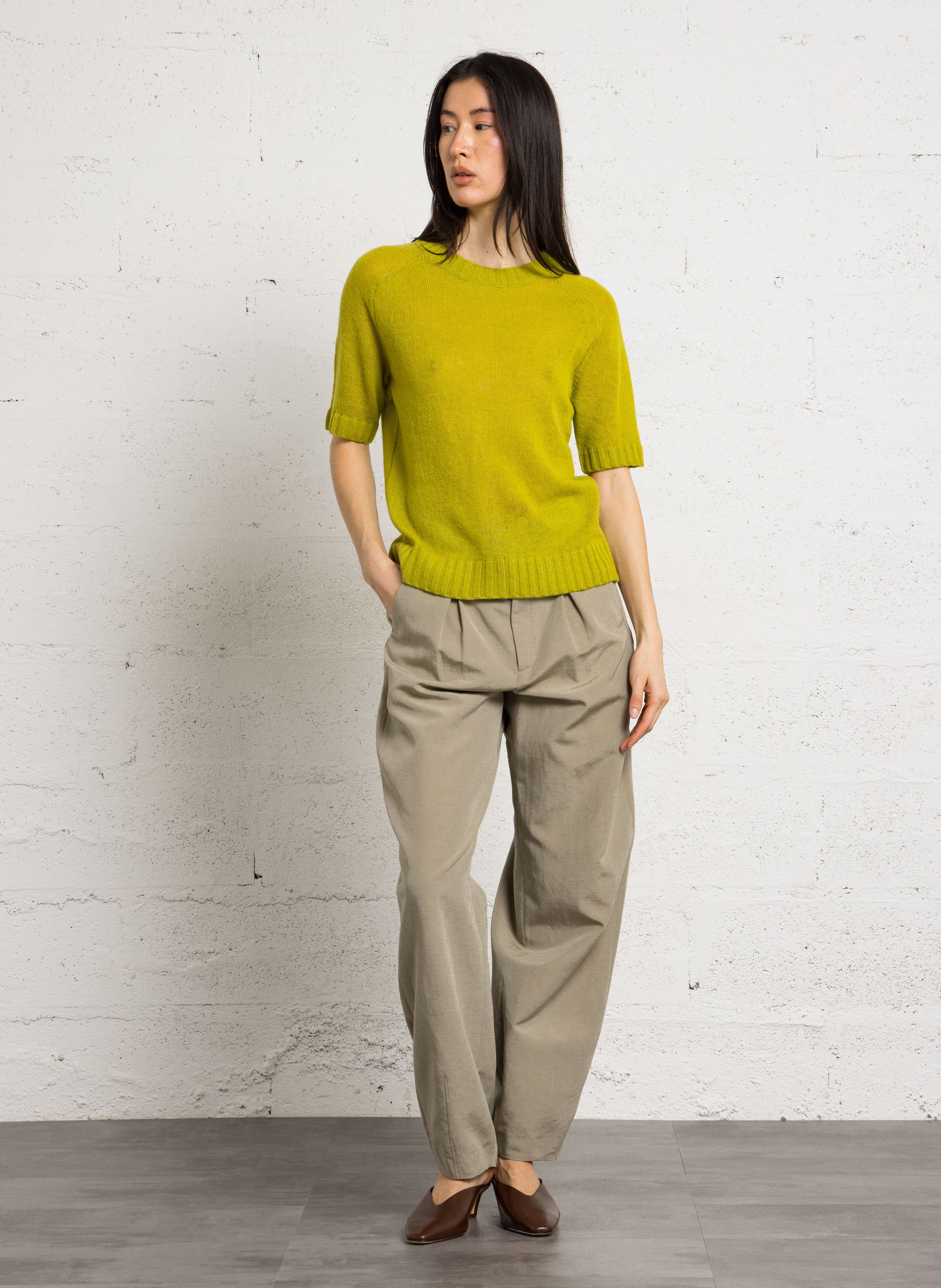 Pull droit col rond en laine mélangée betina SOEUR Vert