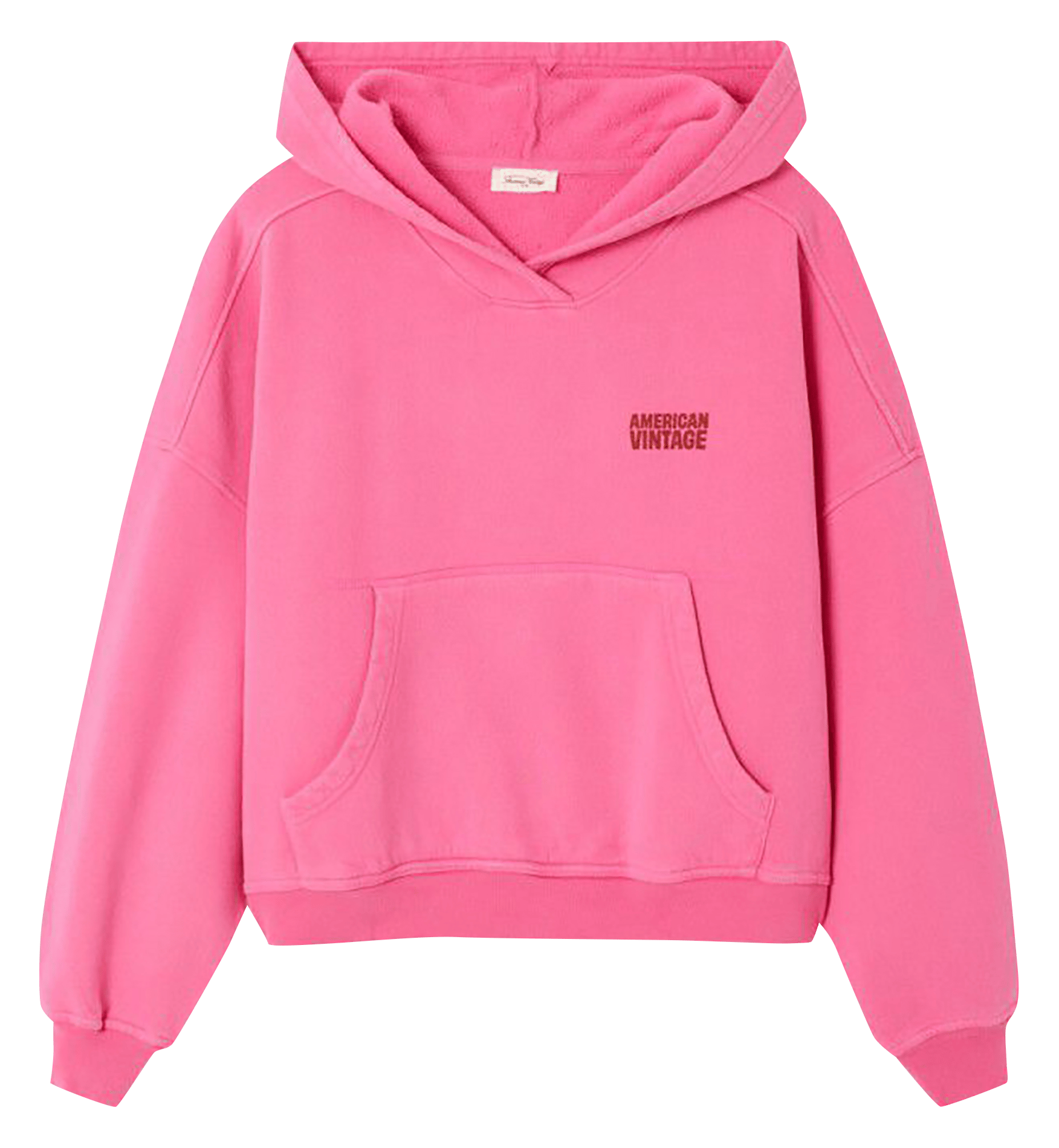 Sweat oversize à capuche en coton plizzy AMERICAN VINTAGE Rose