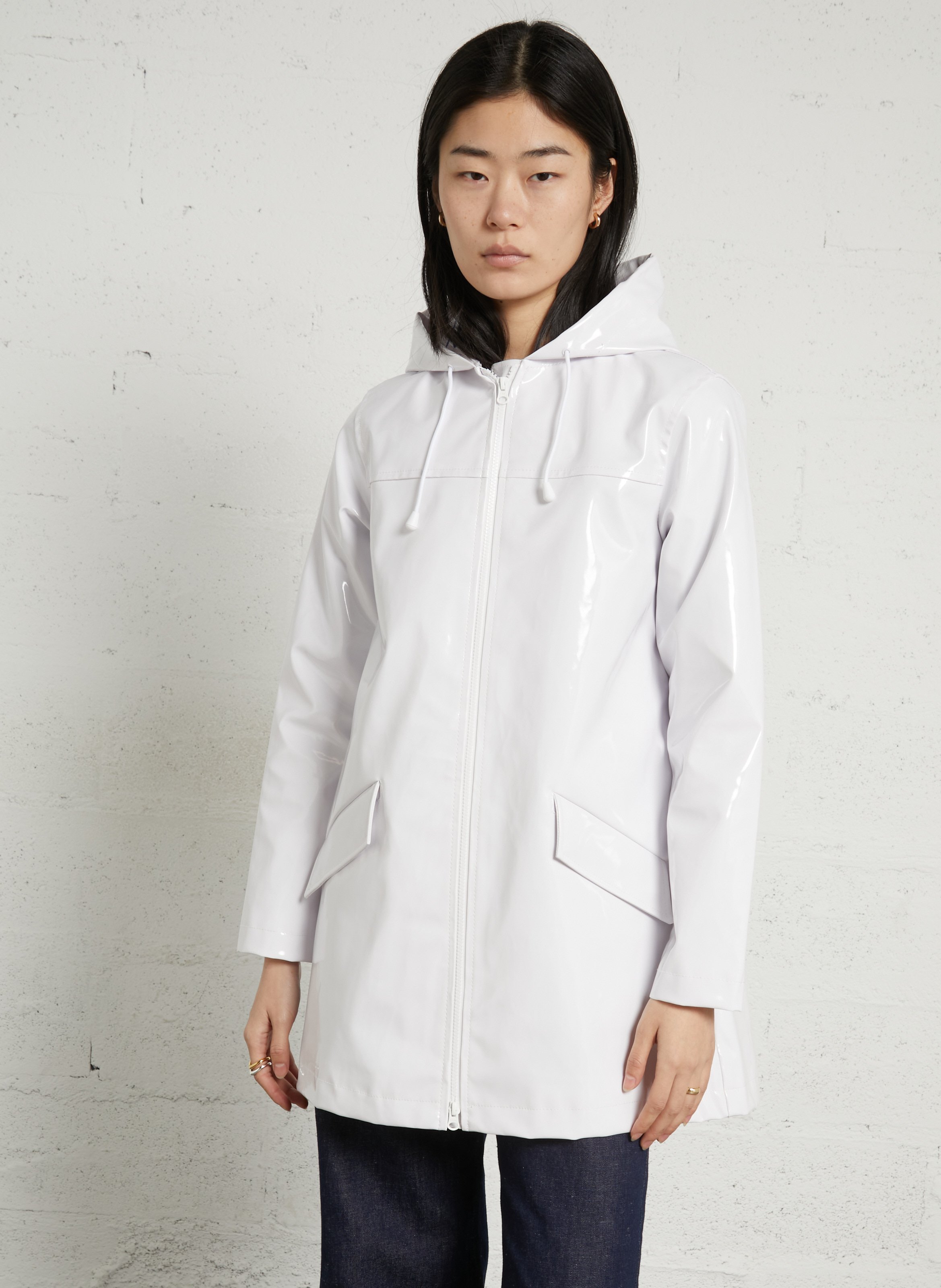 Parka cirée droite à capuche ARMOR-LUX Blanc
