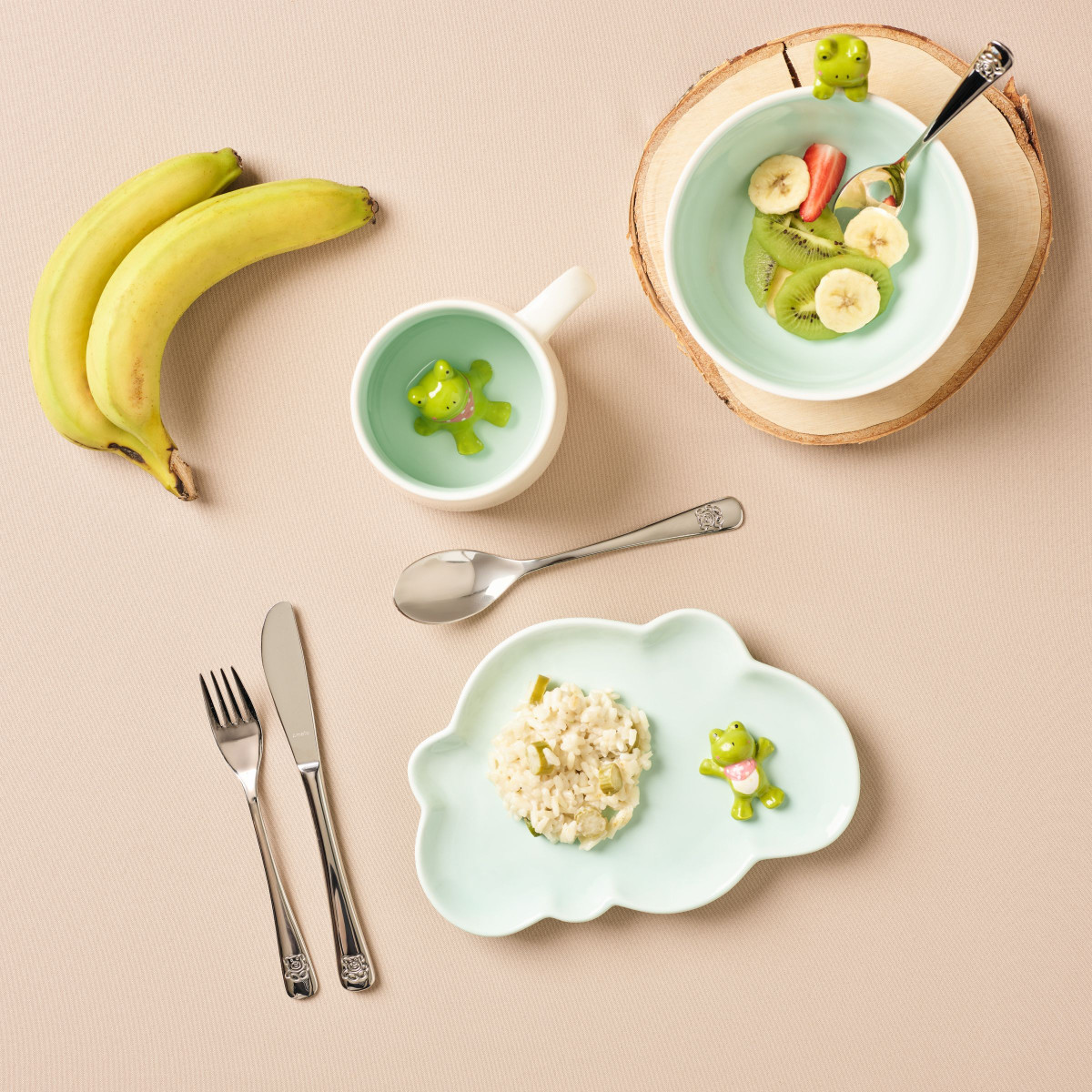Miam grenouille - lot de vaisselle 3 pièces pour enfant MEDARD DE NOBLAT Bleu