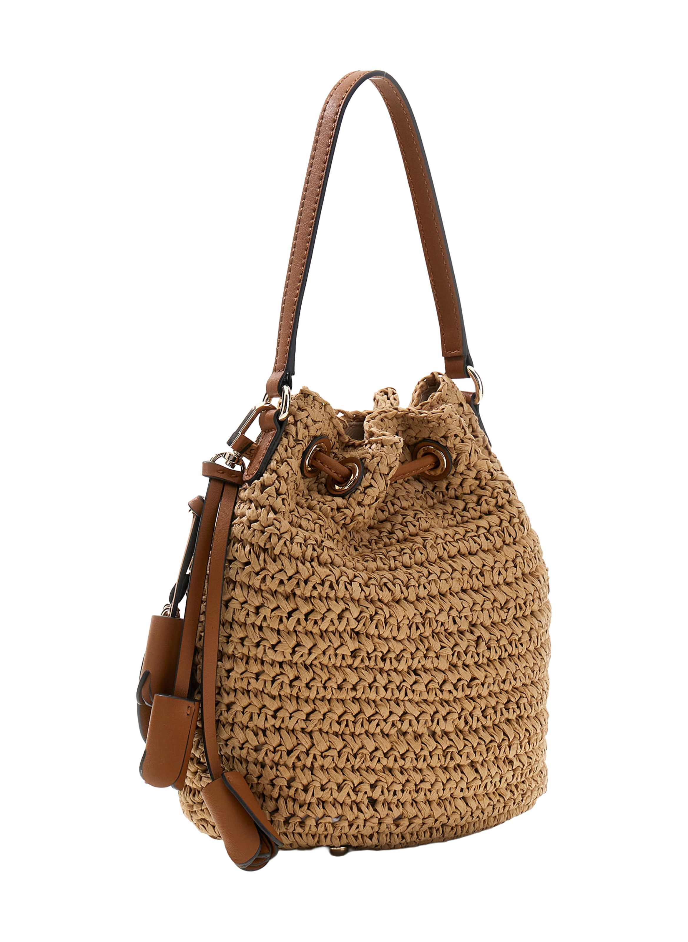 Ofelia straw bucket bag GUESS Brown