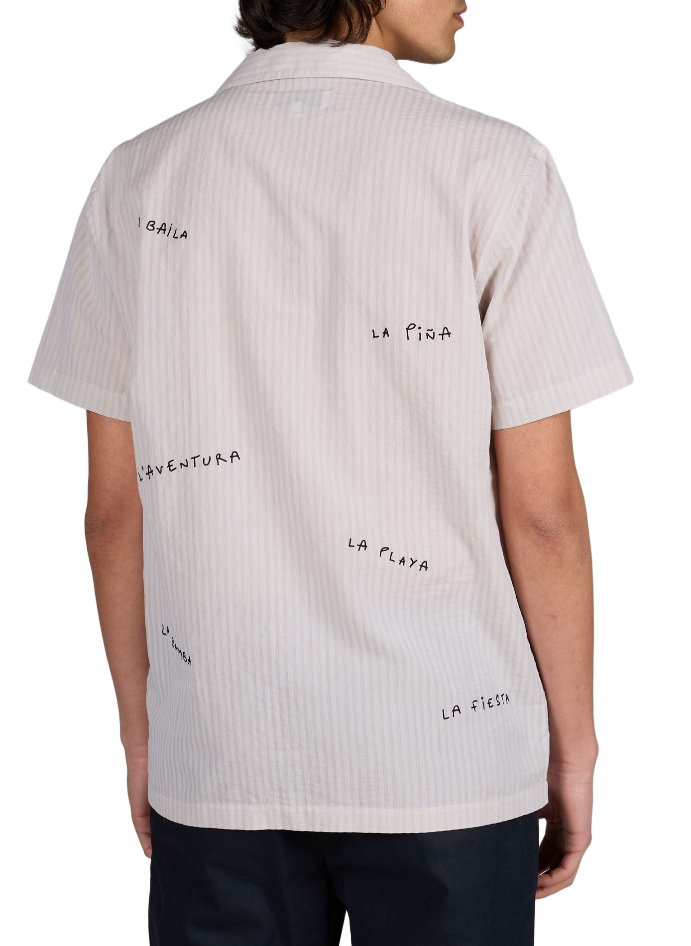 Straight Cuban collar shirt embroidered in cotton and linen MAISON LABICHE Beige