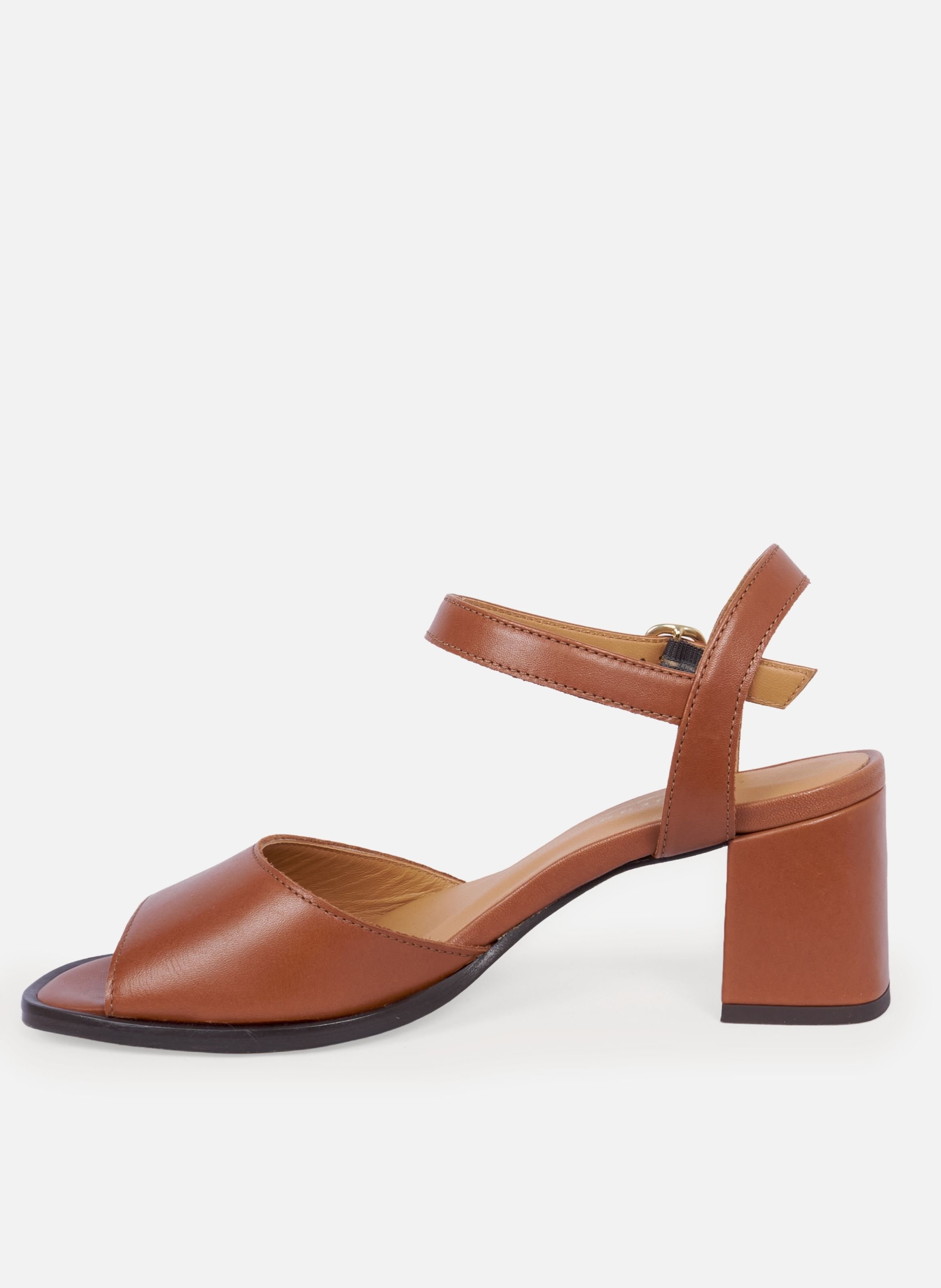 Sandales talon anouk cuir lisse JULES & JENN Marron