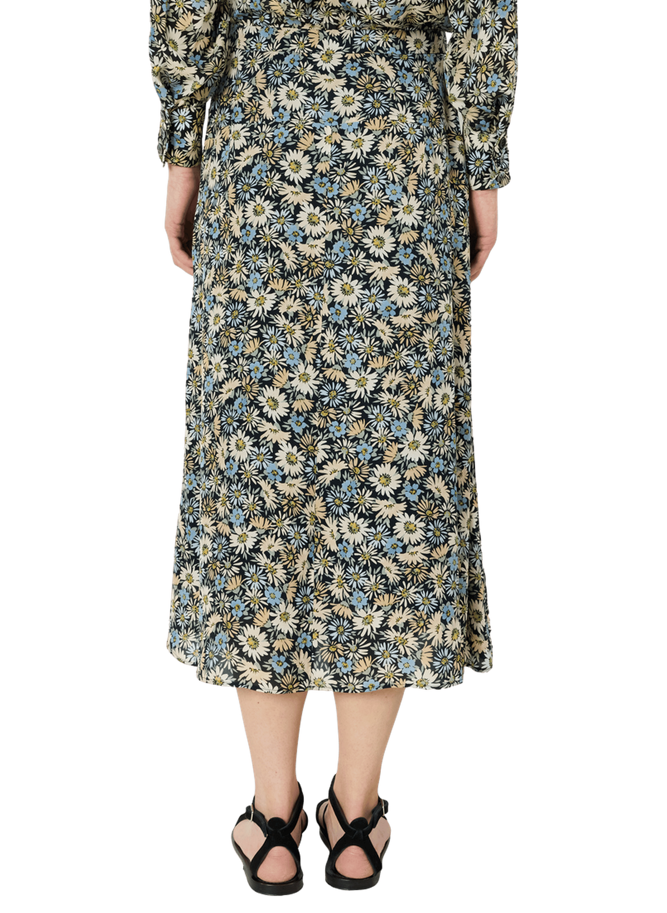 Jupe midi à fleurs - jelina Bleu