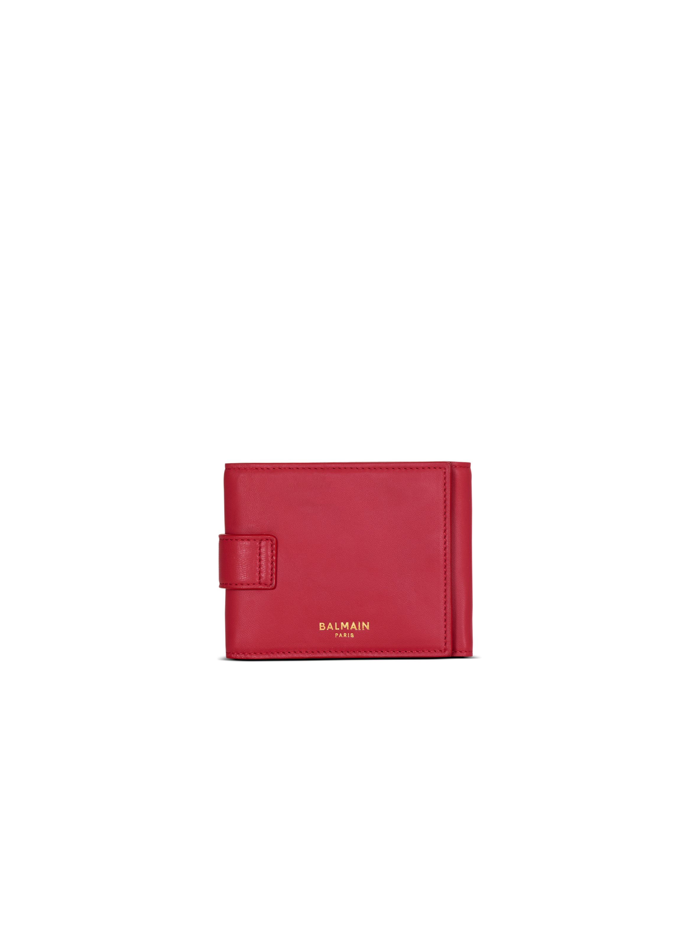 Portefeuille pulse trifold en cuir lisse BALMAIN Rouge