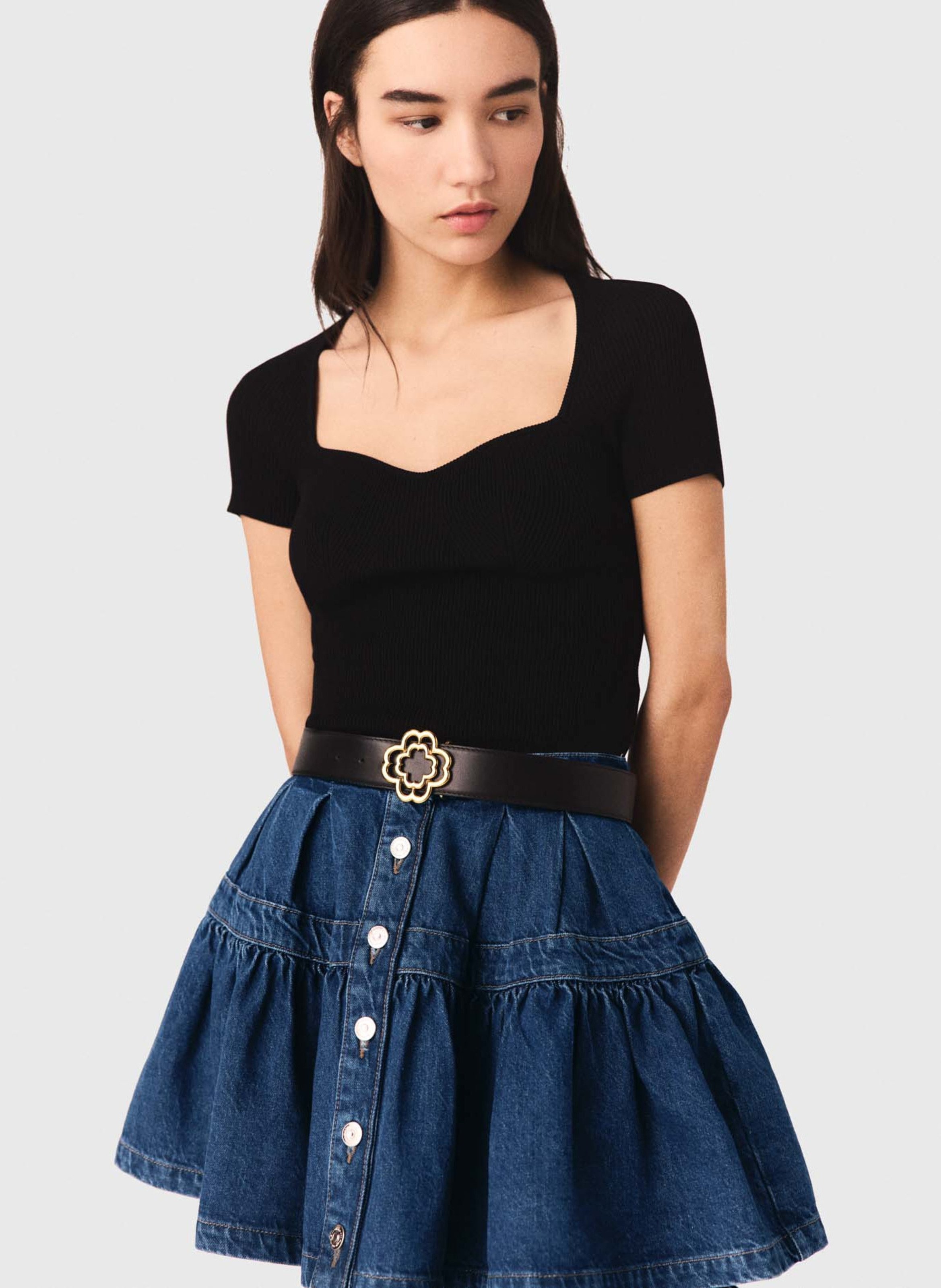 Top moulant en maille MAJE Noir