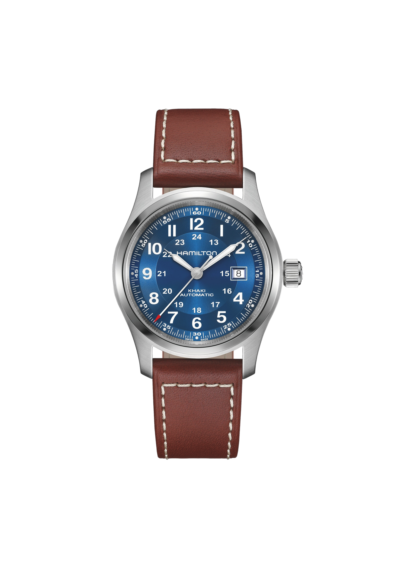 Montre Khaki Field en acier inoxydable HAMILTON Bleu